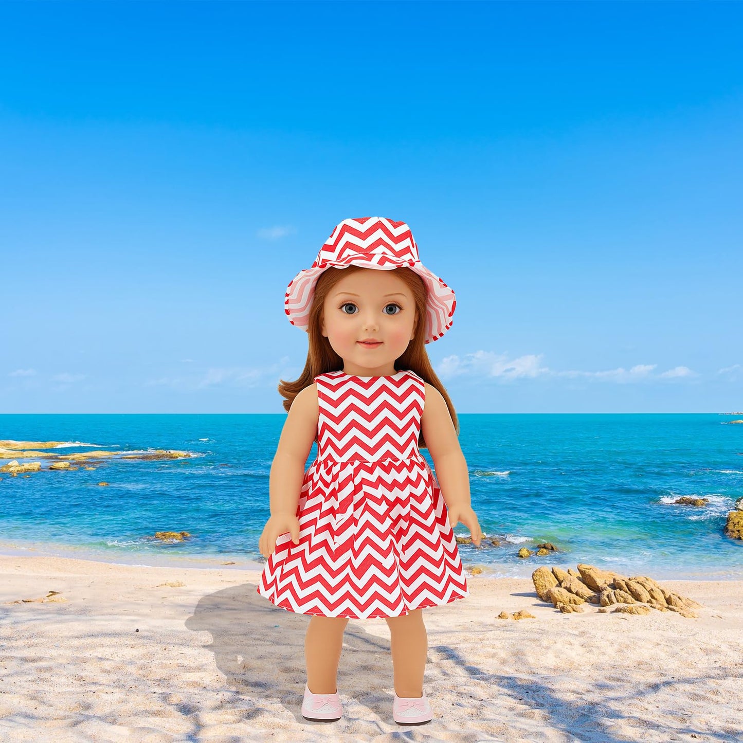 Barwa American 18 Inch Girl Doll Clothes Outfits Accessories - 5 Daily Costumes Clothes, 2 Random Style Shoes and 5 Accessories for 18 Inch Dolls Accessories