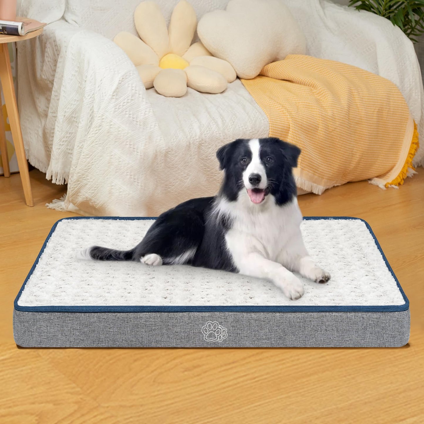 EMPSIGN Waterproof Dog Bed for Crate Pad Reversible Cool and Warm, Pet Beds with Washable and Removable Cover, Sleeping Mats for Large Medium Small Dogs