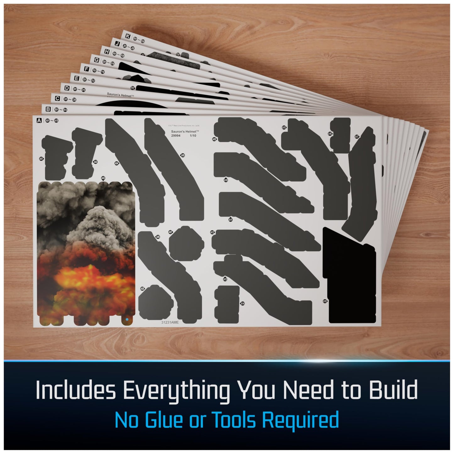 4D Build, Lord of The Rings Sauron Helmet 3D Model Kit, Lord of The Rings Collectibles & Desk Décor, Adult Puzzle, Building Toys, 203 Pieces, 3D Puzzles for Ages 12 & Up