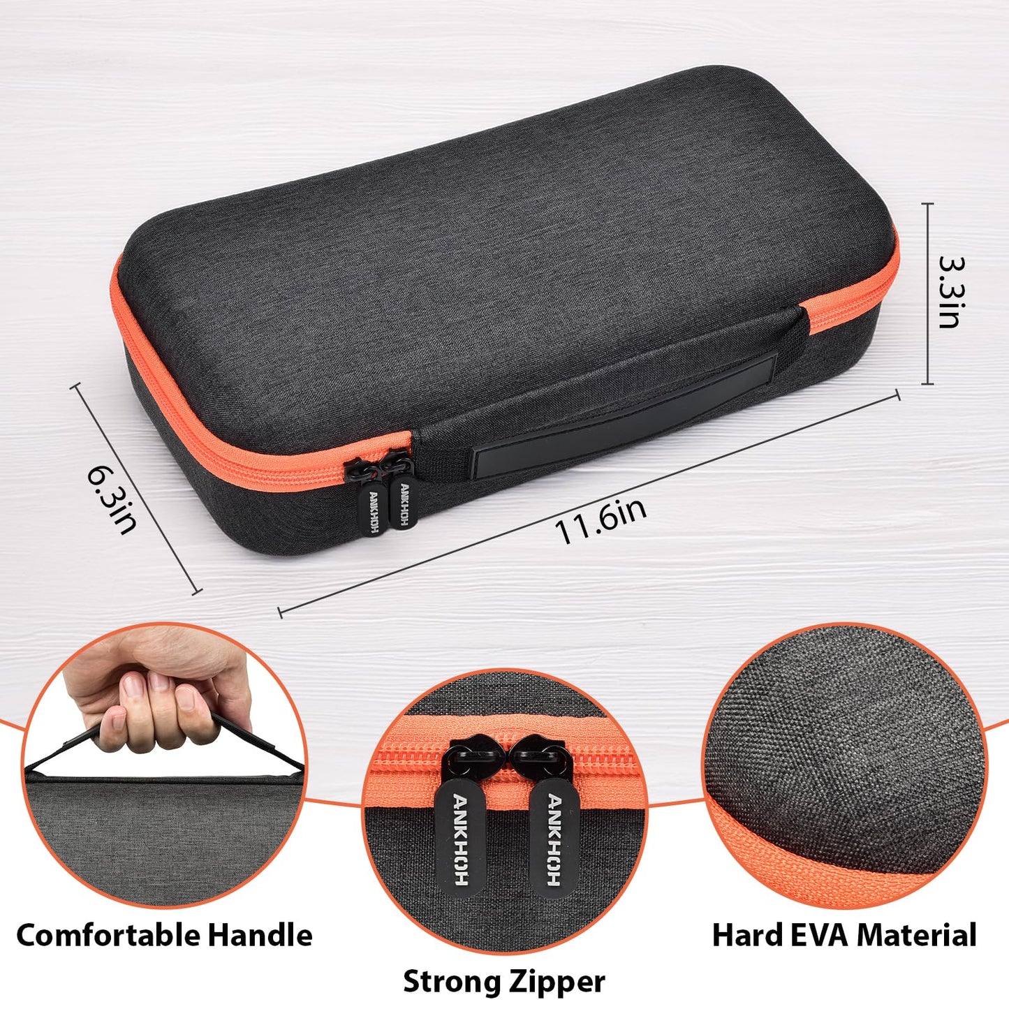 ANKHOH Wireless Microphone Case for JBL Wireless Two Microphone System for JBL Partybox DIY - with 2 Mic Cover Foams Fits from 8.25-10.5In Handheld Dual Mic, Recivers, Power Cord-Black(Box Only)