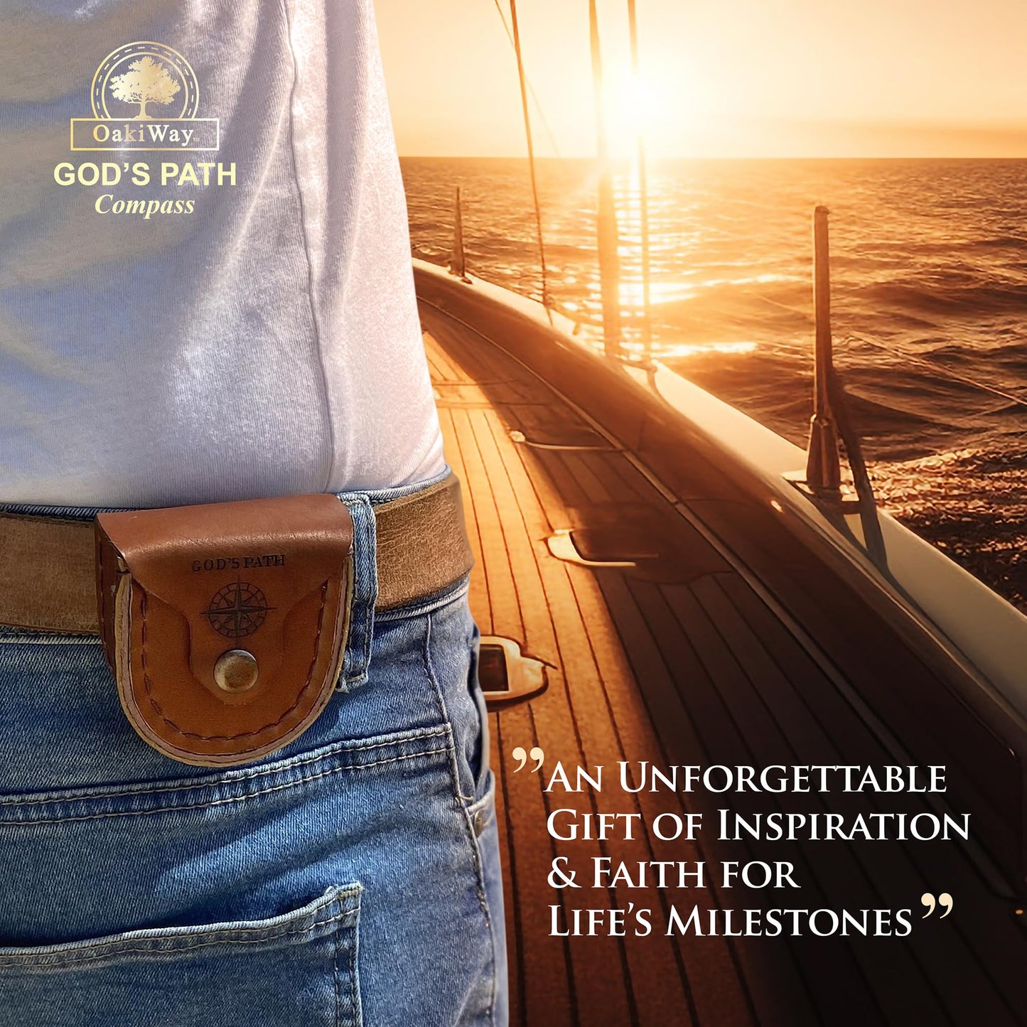God's Path Compass - Religious Gifts for Men, Baptism Gift for Teenage Boys, Christian, Catholic, Communion, Confirmation, Graduation, Sentimental & Inspirational Present - Greeting Card Included