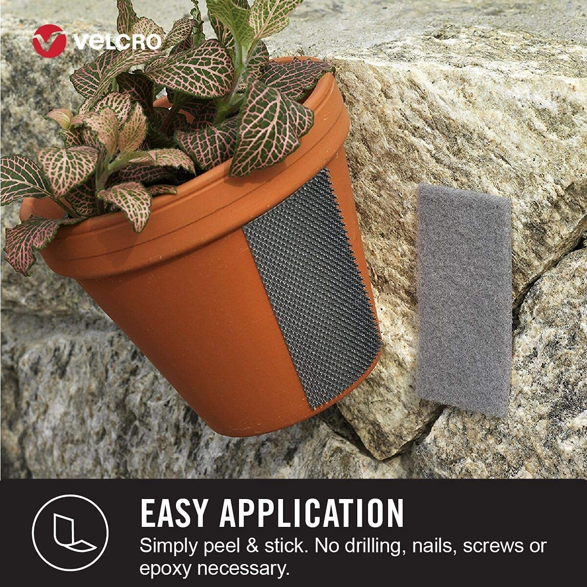 VELCRO Brand Extreme Outdoor Mounting Tape | 20Ft x 1 in, Holds 15 lbs | Strong Heavy Duty Stick on Adhesive | Mount on Brick, Concrete for Hanging, 30702, Black (VEL-30702-AMS)