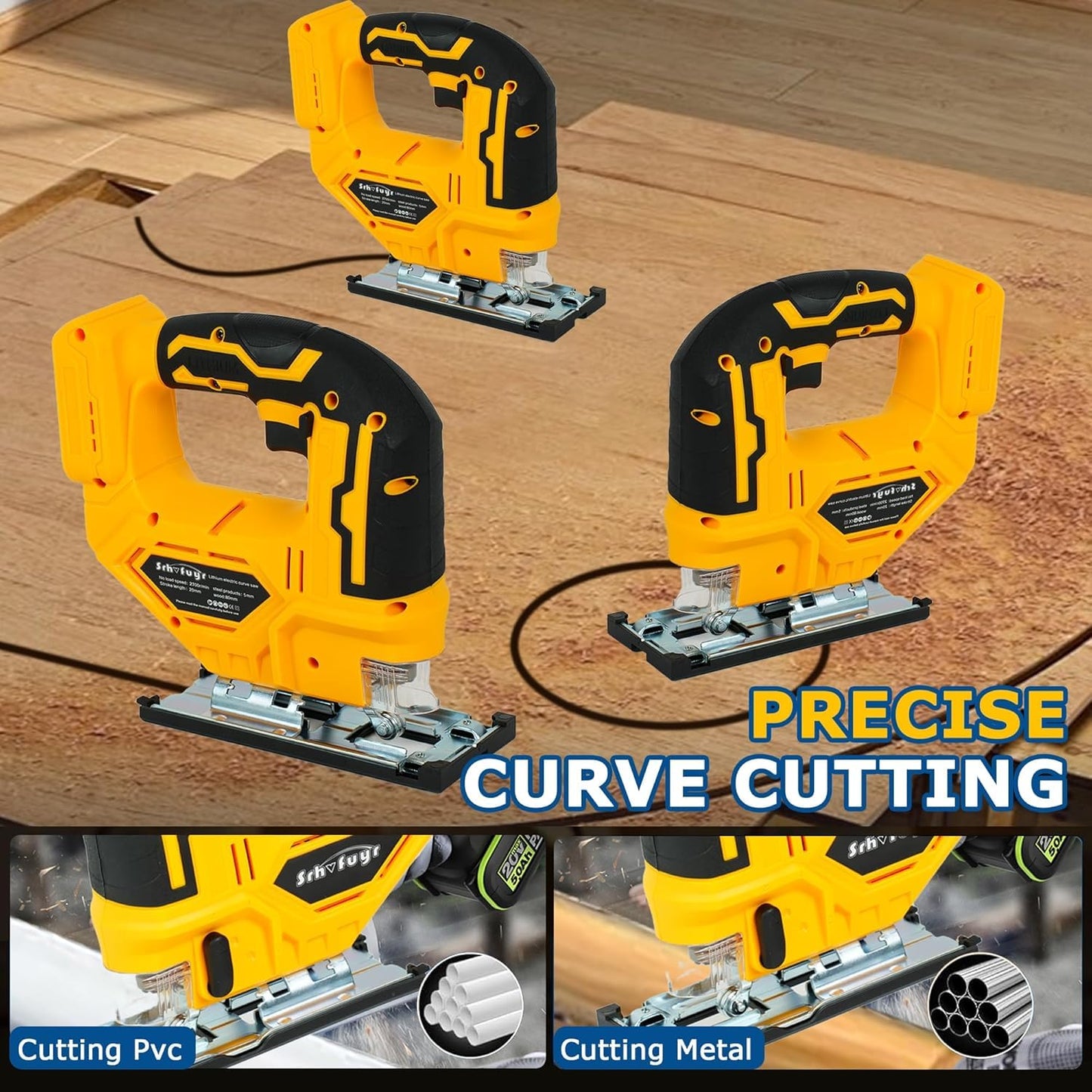 Cordless Jig Saw for Dewalt 20v Max Battery, Brushless Jigsaw Cut Off Tool, Variable Speed 2900RPM, 45° Beveled Cuts, 3 Orbital Action, for Straight/Curve/Circle Cutting(Tool Only)