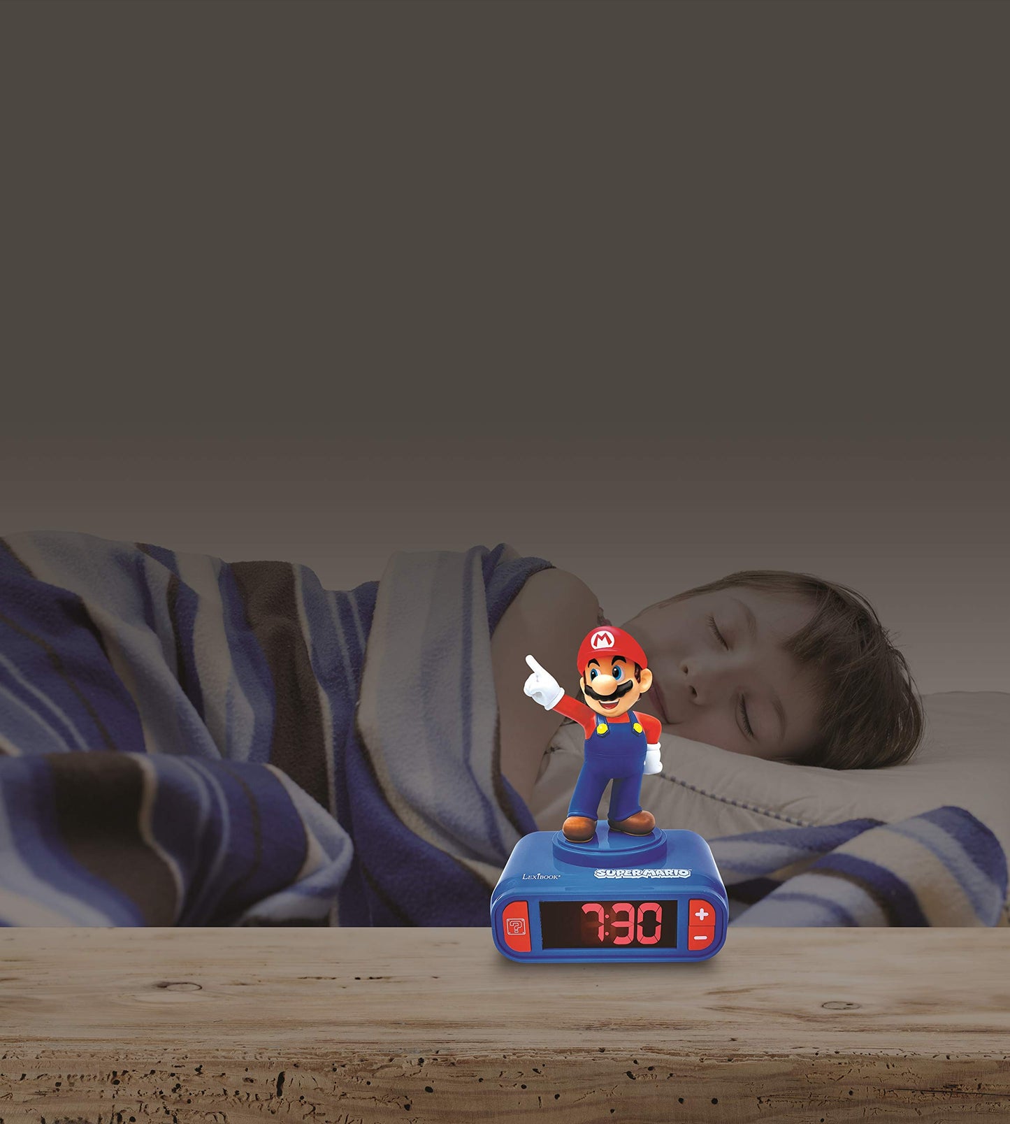 Lexibook Nintendo Super Mario Alarm Clock, from 3 Years, with LCD Digital Display, Child Remover, Blue/Red RL800NI