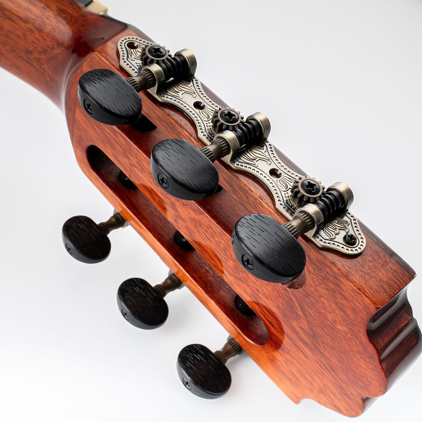 Musiclily Pro 3X3 Baker Style Classical Guitar Tuners Tuning Keys Machine Heads Set, Antique Brass