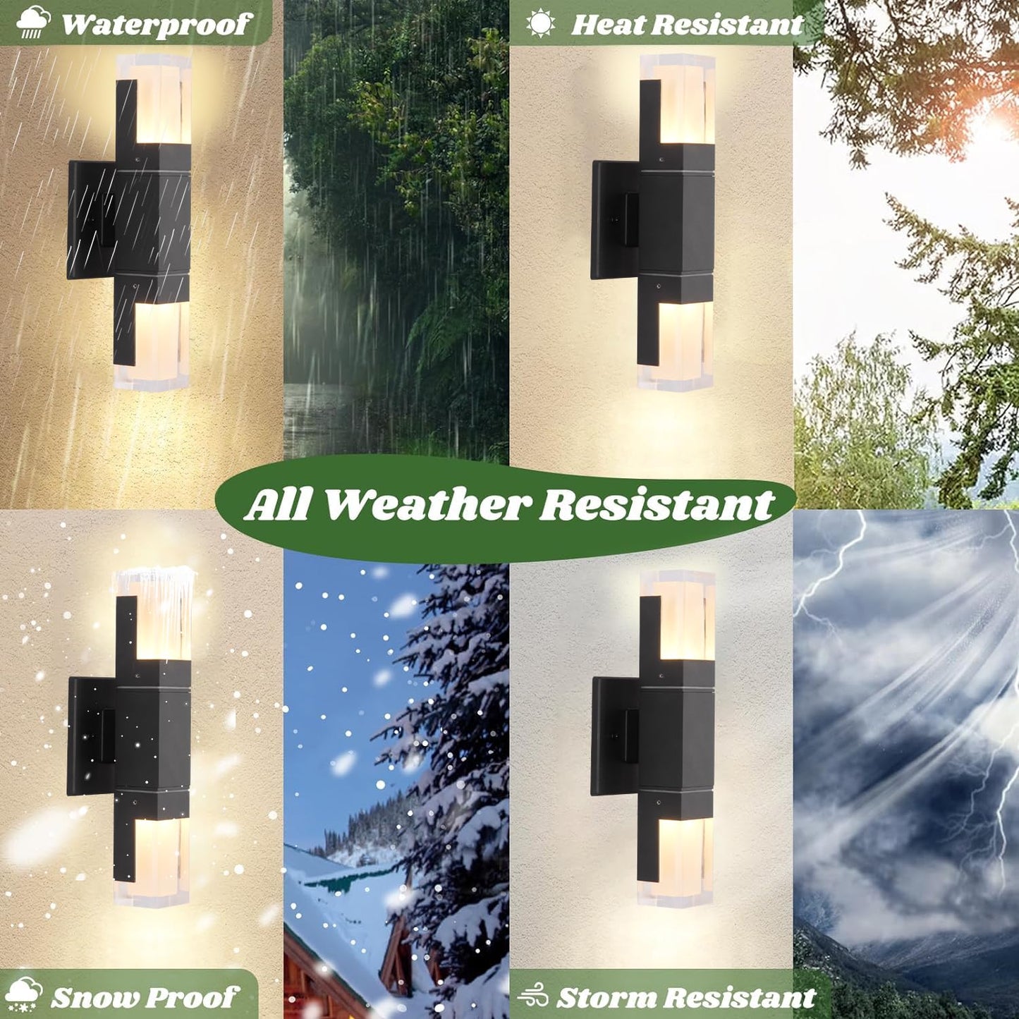 HCIDNLI LED Outdoor Wall Lights, Waterproof Exterior Lights Fixture, Up and Down Porch Lights Aluminum Outside Lights for House Patio Wall Sconce Black Front Door Wall Lighting, 2 Pack