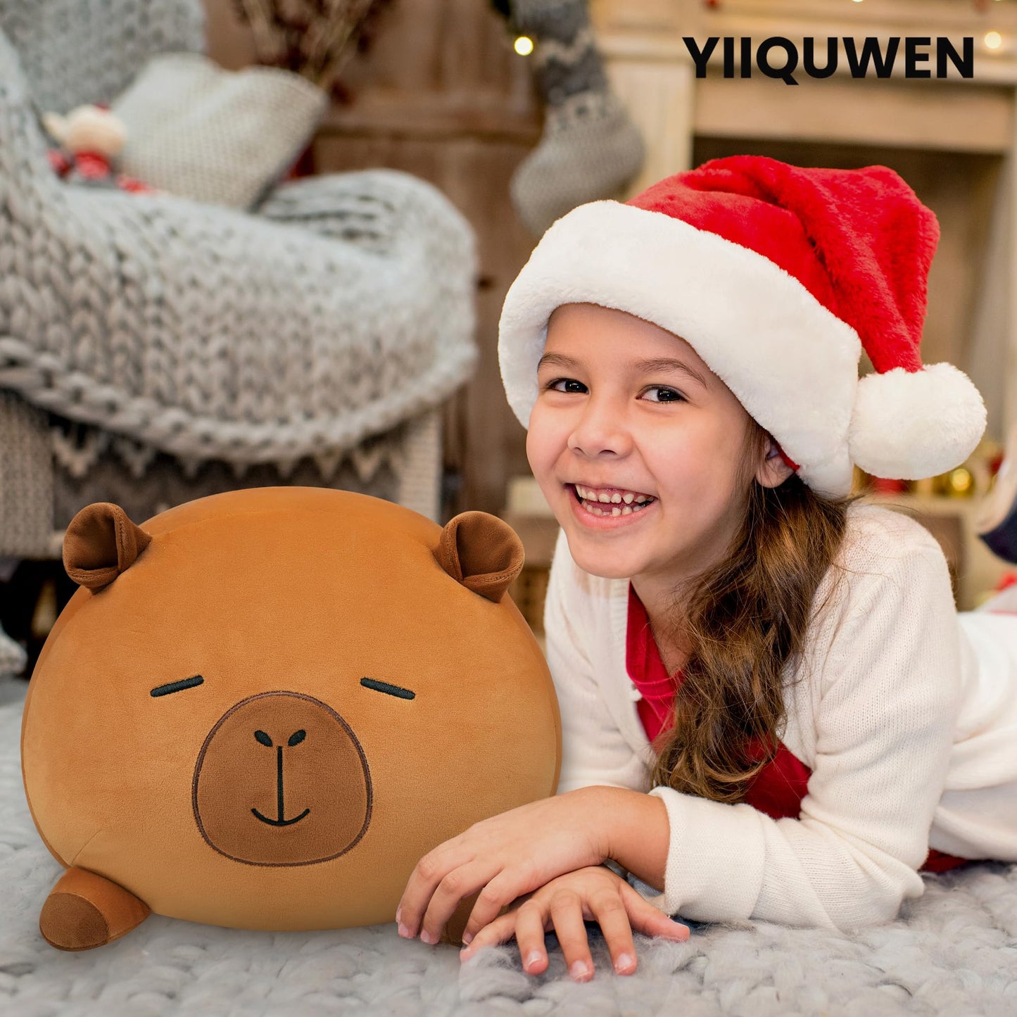 YIIQUWEN Capybara Plush, Soft Stuffed Animal Pillow Toy, Capybara Mommy with 4 Baby Plushies Family Set, Cute Birthday Gift for Kids Boys Girls Adults