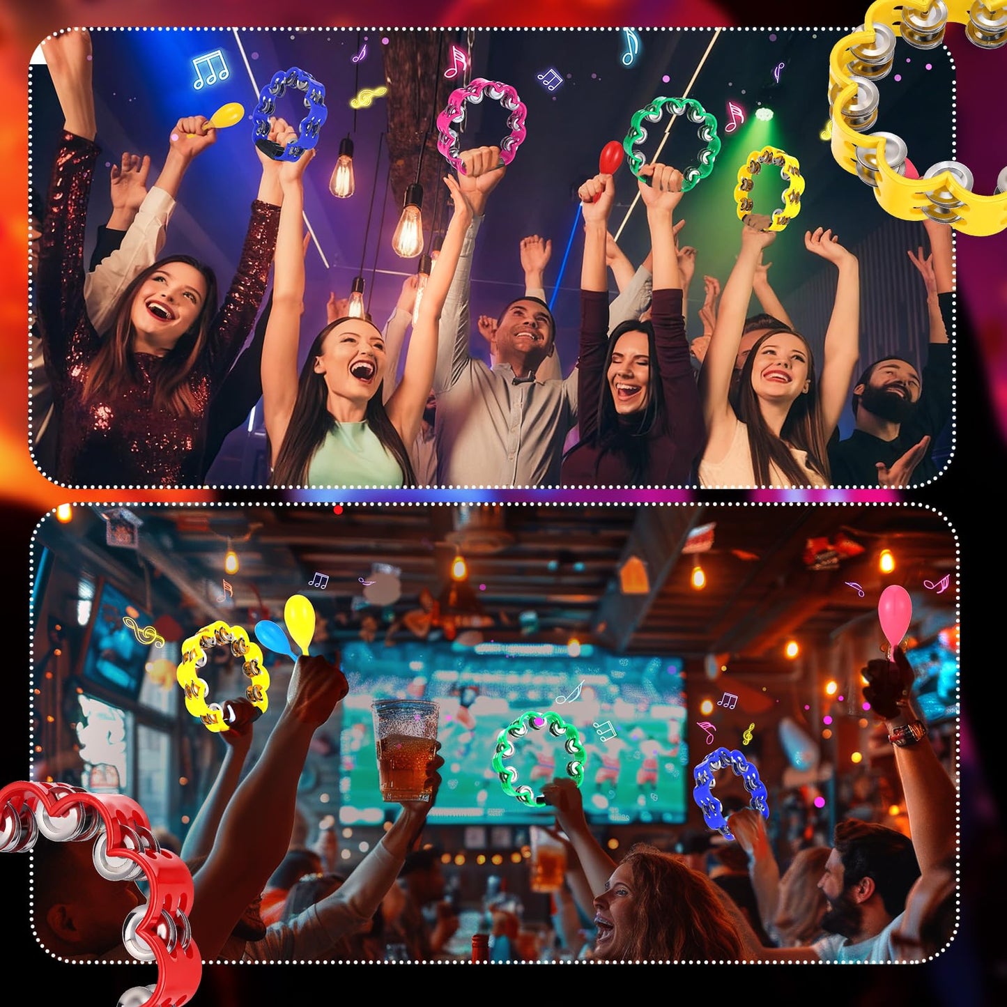 AOKISY 15 Pieces Petal Tambourines for Adults Set Metal Jingles Hand Held Percussion With Maracas for Bar Party School KTV Operation Christmas Christian Dance Charity Project