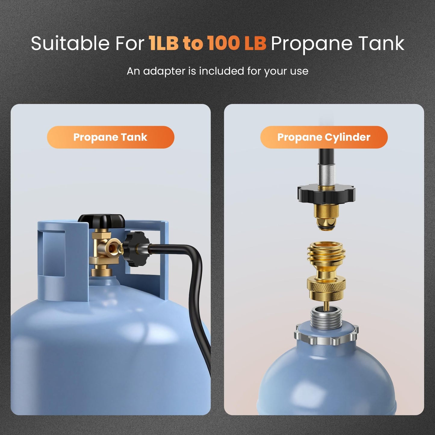 Propane Torch Weed Burner - 1,800,000 BTU Heavy Duty Weed Torch with Long Hose and Self Igniter, 2-in-1 Two Modes Design Blow Torch for Weeding, Roof Asphalt, Melting Ice Snow,Road Paint Removing,BBQ