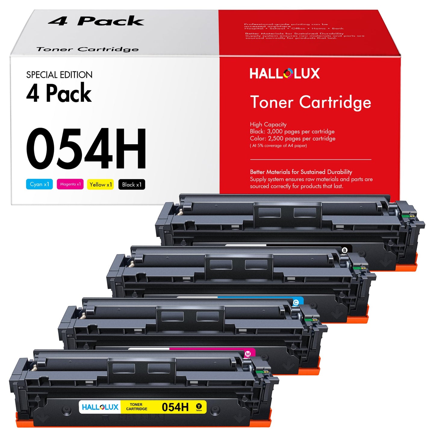 054H Toner CRG-054 for Canon 054H Toner Cartridge for Canon 054 Black for Canon MF643Cdw MF645Cx LBP620C MF641Cw LBP621Cw LBP623Cw Color Image Class Printer (1 Black, 1 Magenta, 1 Cyan, 1 Yellow)