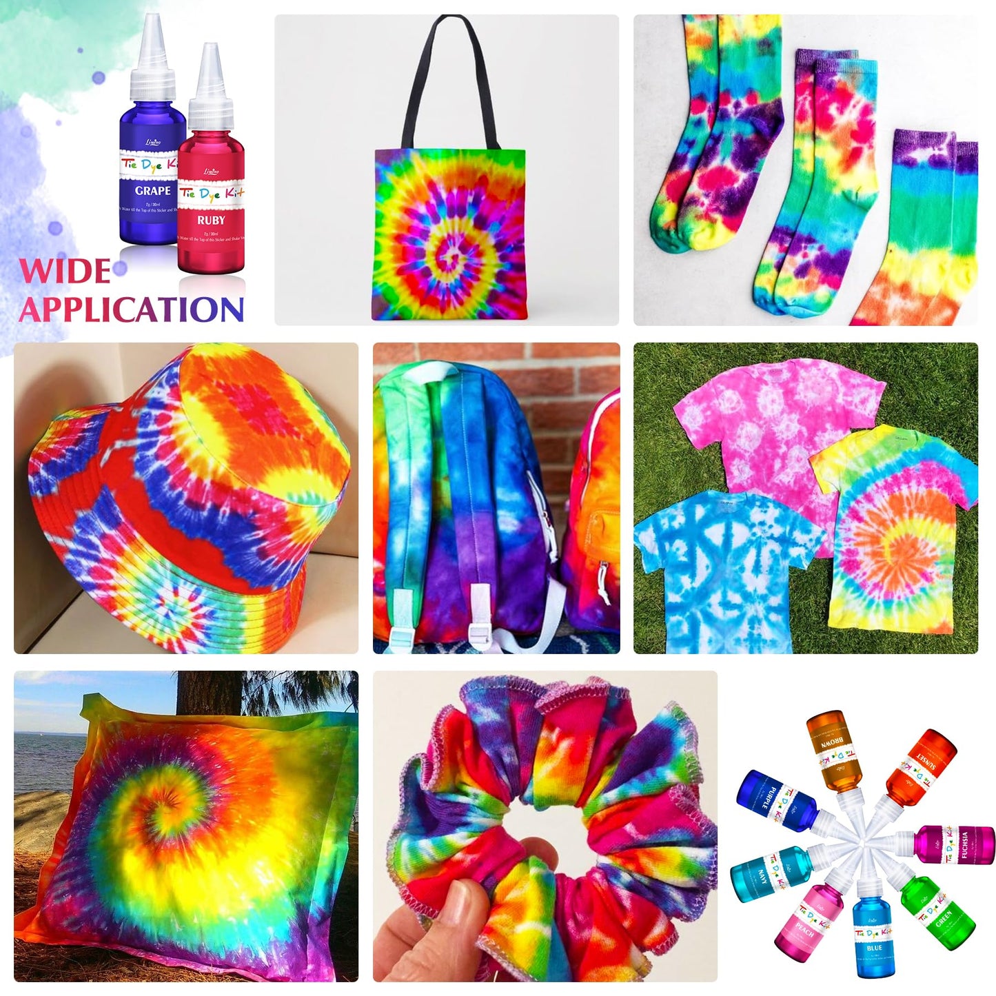 Tie Dye Kit - 40 Colors Permanent Fabric Dye with Rubber Bands, Gloves, Table Cover, Apron for Tie-Dye Art - All-in-1 Non Toxic Textile Paint Dye for DIY Shirt, Hoodie Clothing Painting