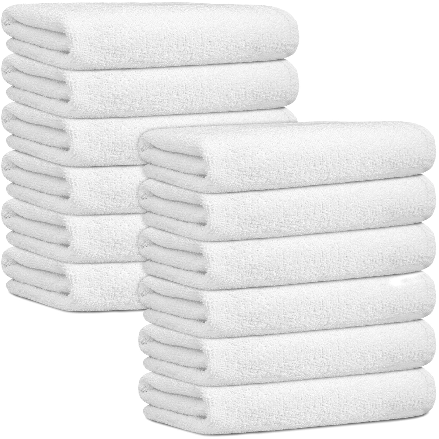 Canadian Linen Basic White Hand Towels, 15”x25”, 12 Pack Lightweight Quick Dry Terry Cotton Cleaning Dish Cloth Hair Salon Nursing Home Bathroom Spa Kitchen Office Car Wash Sports Pool Gym Restaurant
