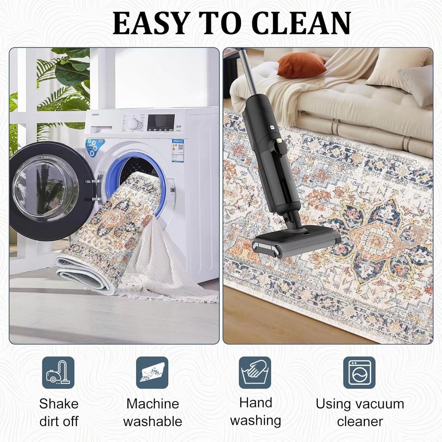 Grosrues Hallway Runner Rug 2'x10' - Washable Non-Slip Entryway Rug, Water Absorbent Indoor Carpet Mat for Kitchen, Laundry, Bedroom & Entrance Areas