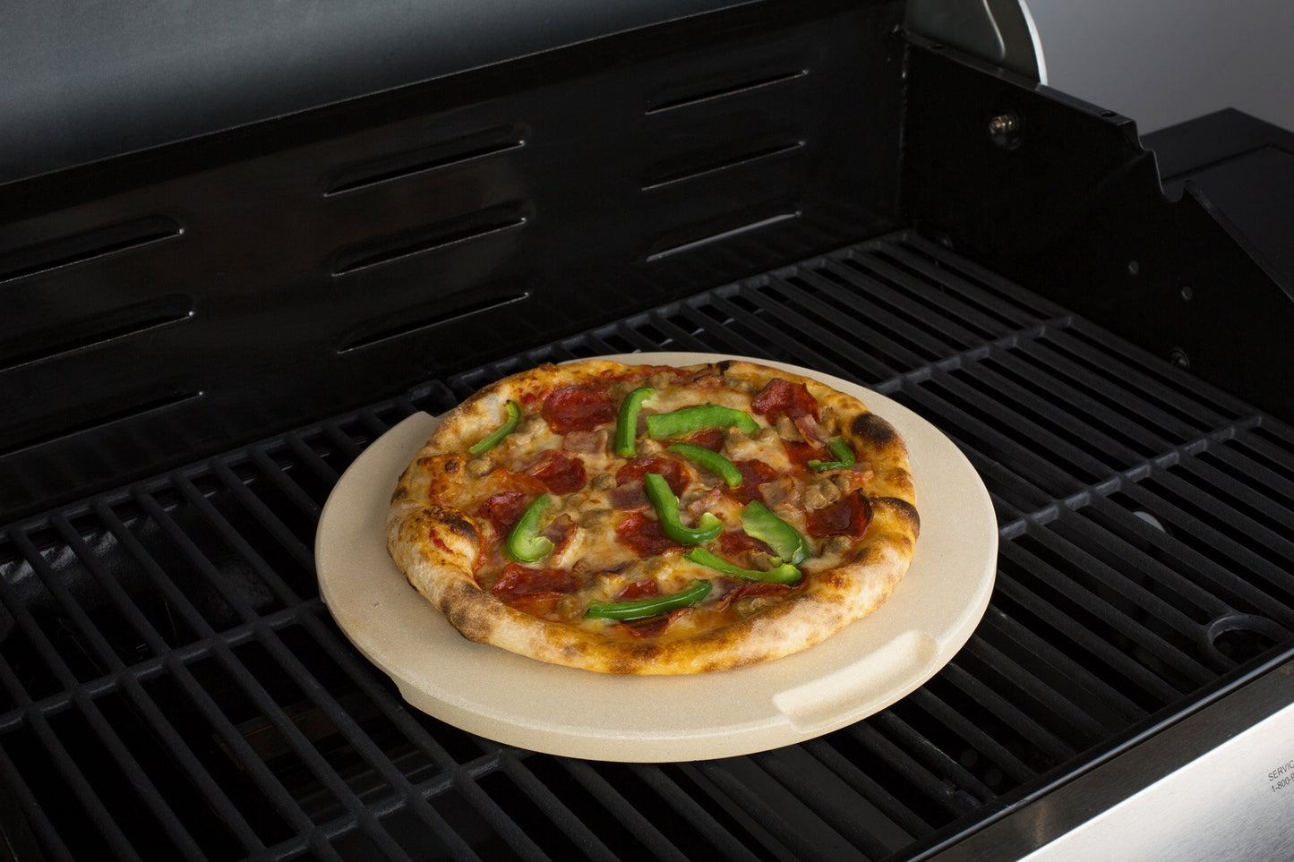 ROCKSHEAT Pizza Stone Made of Cordierite for Pizza & Bread Baking Grilling. Perfect for Oven or Grill. Innovative Unique Double - Faced Built - in 4 Handles Design (Round 12.6"x0.6")