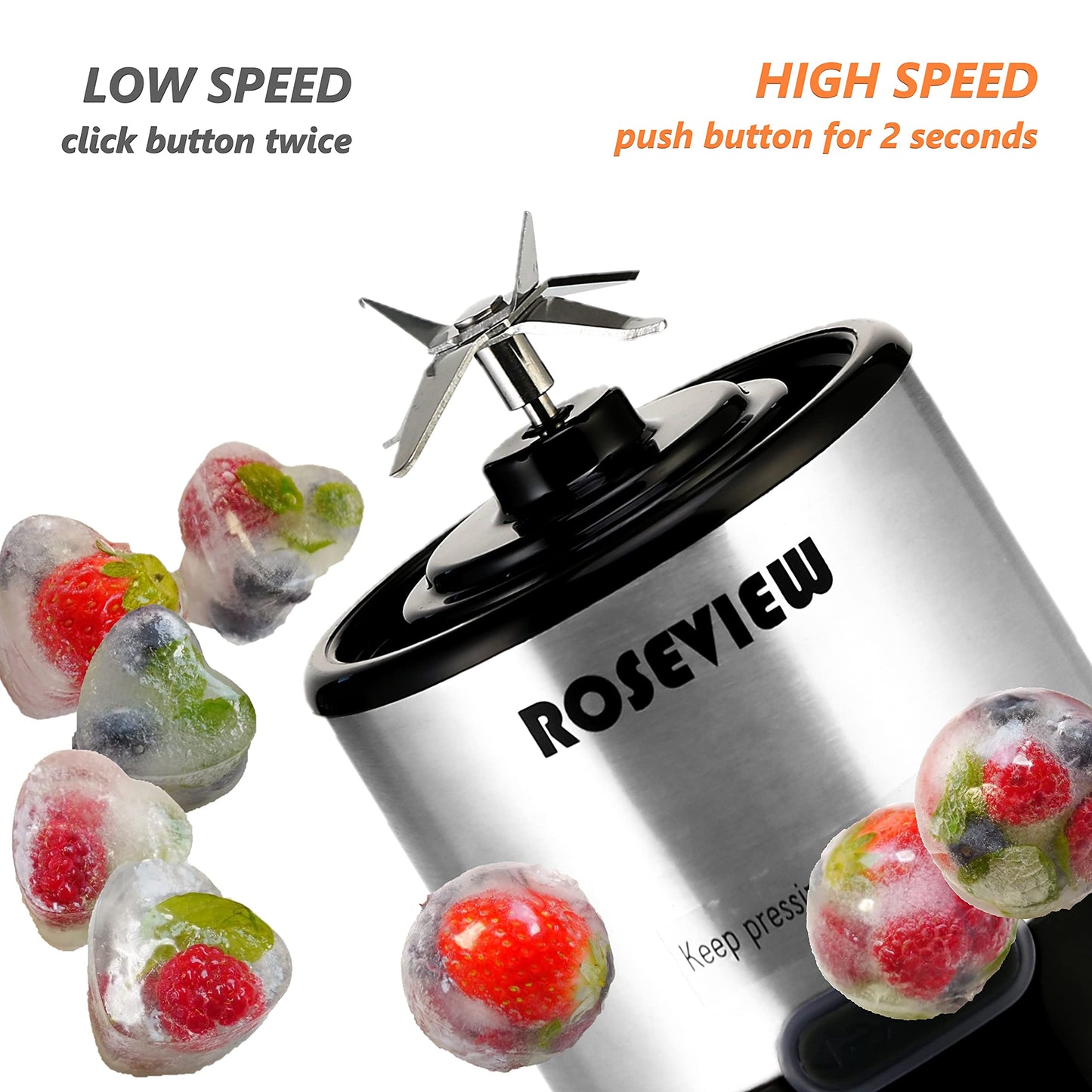 Portable blender smoothie blender portable blenders for smoothies ROSEVIEW personal blender mini blender glass bottle maker cordless blender cup usb rechargeable juicer blend mixer (BLK Steel)