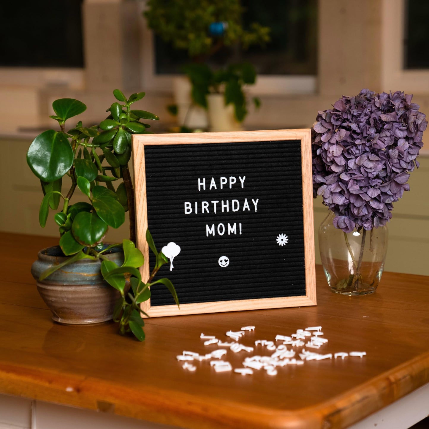 Black Felt Letter Board | 12"x12" Classy Dark Stained Wooden Frame with White Letters | Premium Changeable Sign Boards for Home Decor Motivational Quotes Baby Announcement Price List Message Letterboard With Stand For Small Business