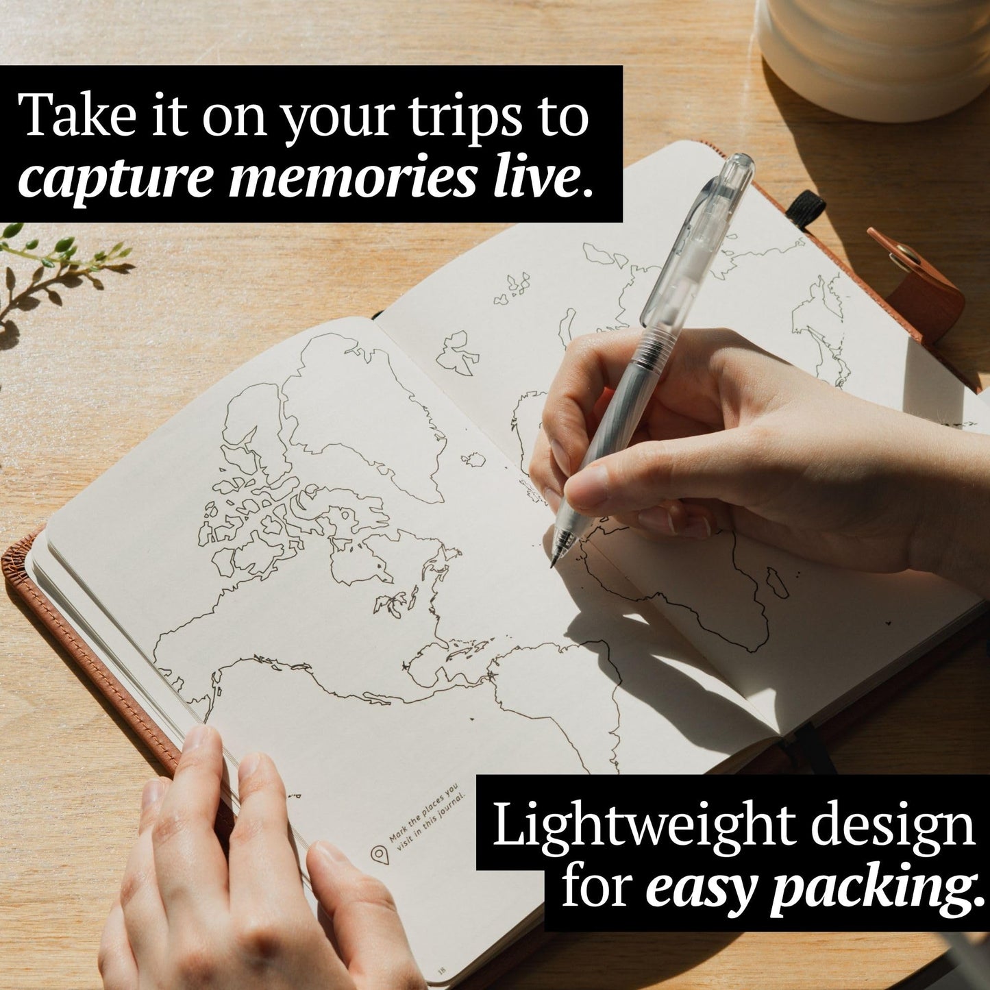 Jamsify Studios Travel Journal with Prompts (Hardcover) 2nd Edition - Vegan Leather Adventure Essential - 2-Page-A-Day Travel Journal (40 Days) for Women Men Nonbinary - A5 Daily Diary & Traveler Notebook - Gift - Present