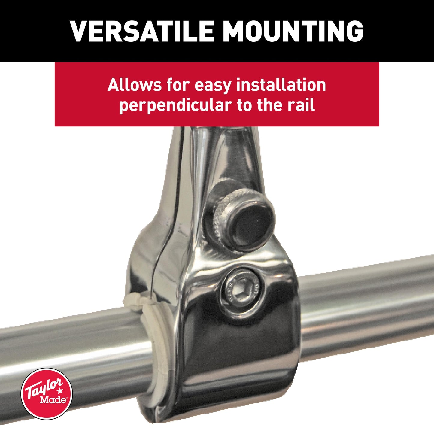 Taylor Made Flag Pole Socket Rail Mount for 7/8" to 1" Rails with 1" Flag Staff — Perpendicular Mount with Adjustable Angle - Secure Fit - Made in The USA from T304 Stainless-Steel — 2020109091