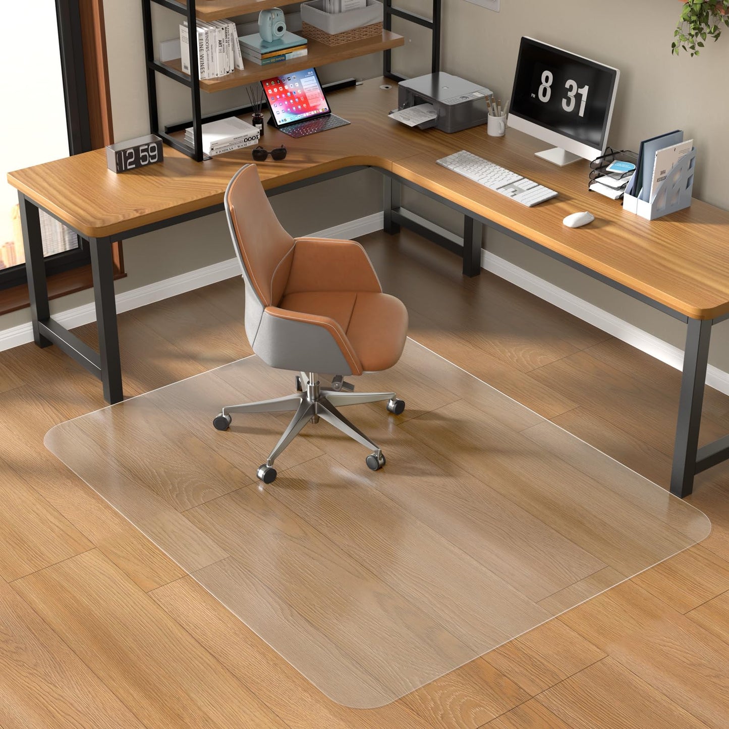 MESHDO Office Chair Mat for Hardwood Floor, 48" X 60" Desk Chair Mat for Hard Floors, PVC Clear Floor Protector Rug Mat for Home and Office, Can't be Used on Carpet