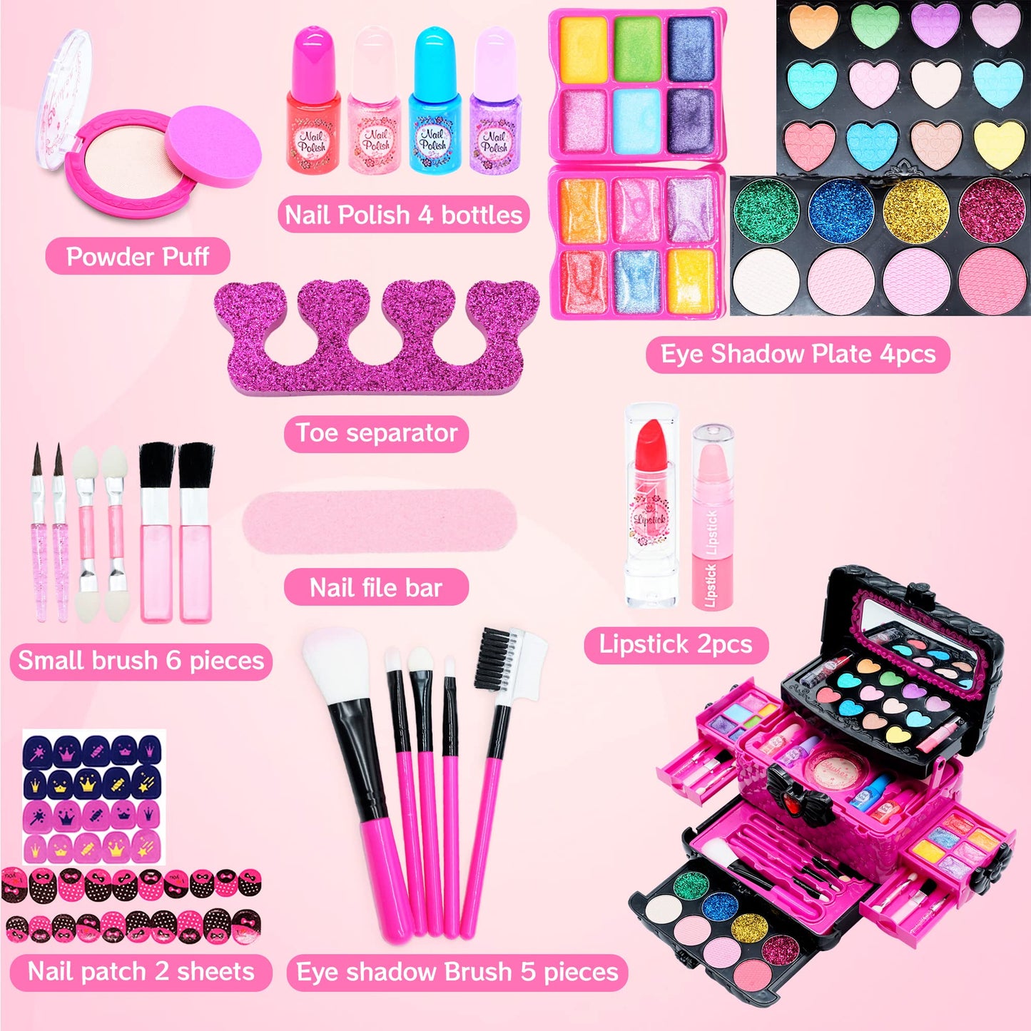 Kids Makeup Kit Girls Toys - Girls Makeup Kit for Kids, Little Kids Make up Set Safe & Non Toxic Makeup for Toddlers Children Princess, Christmas Birthday Gifts Toy for 4 5 6 7 8 Year Old Girl.