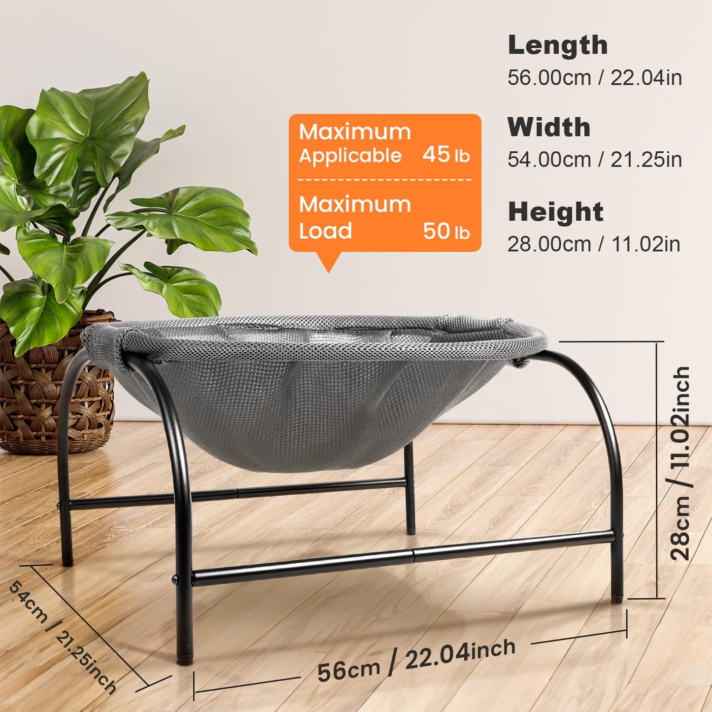 JUNSPOW Cat Bed Hammock (Large Size) Free-Standing Kitty Sleeping Cat Supplies Pet Supplies Whole Wash Stable & Breathable Easy Assembly Indoors Outdoors, 16.9 in x 16.9 in x 9.5 in