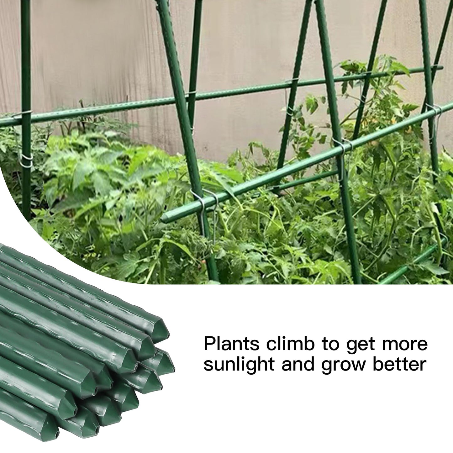 30pcs Garden Stakes 3FT, Steel Plant Stakes 4 Feet for Gardening and Farm, 48 Inch Plastic Coated Plant Support for Tomatoe, Cucumber, Bean, Flower, Tree Potted and Climbing Plants, 30 Pack of 3 Feet