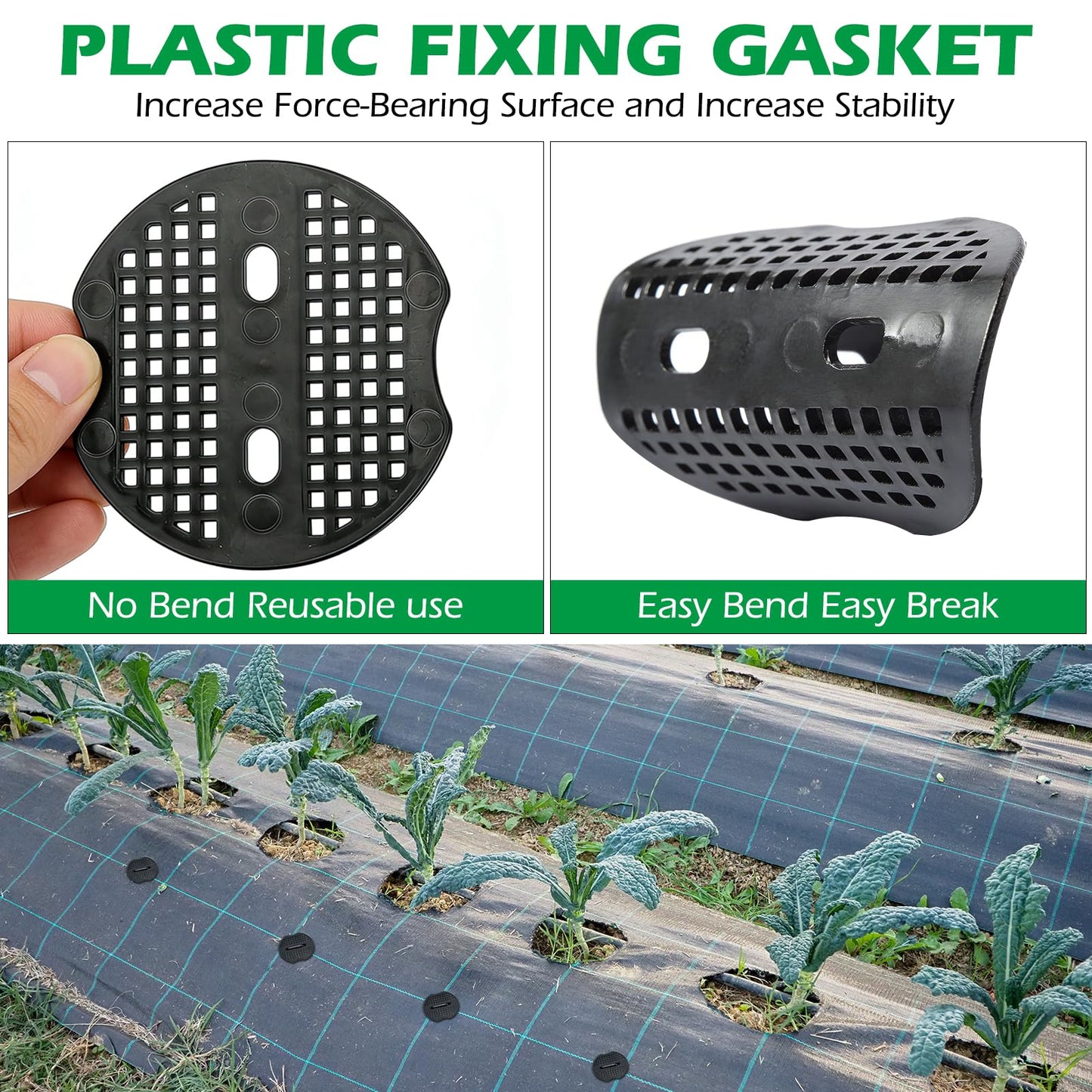 SearQing 500 Pack Landscape Staples and 50 Pack Gaskets,6" Galvanized Steel Garden Staples with Black Pads,Landscape Pins Turf Staples for Securing Weed Barrier Fabric Artificial Grass