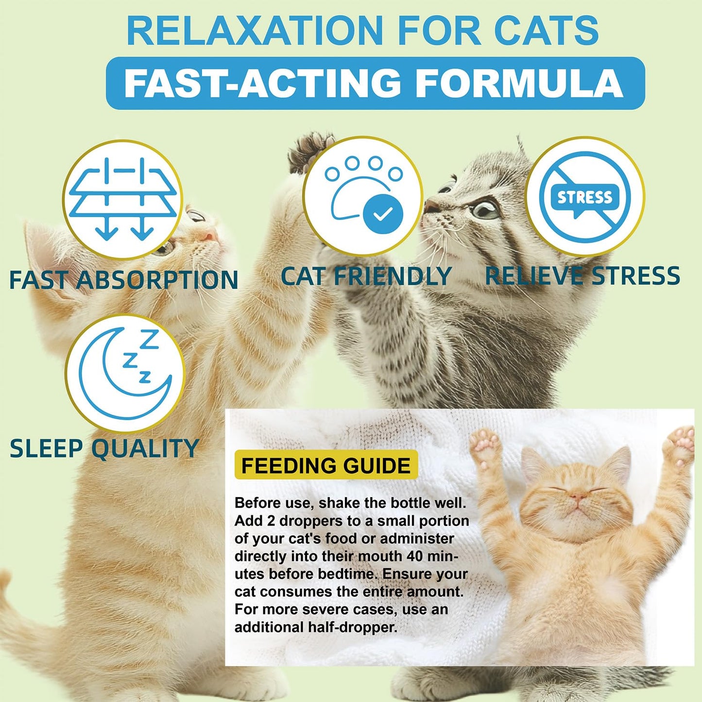 Cat Melatonin & Herbal Blend Drops for Cats, Cat Calming Treats, for Cats Sleep Aid and Sedative for Grooming, Support Restful Sleep, Anxiety Relief - Safe and No Excessive Drowsiness.