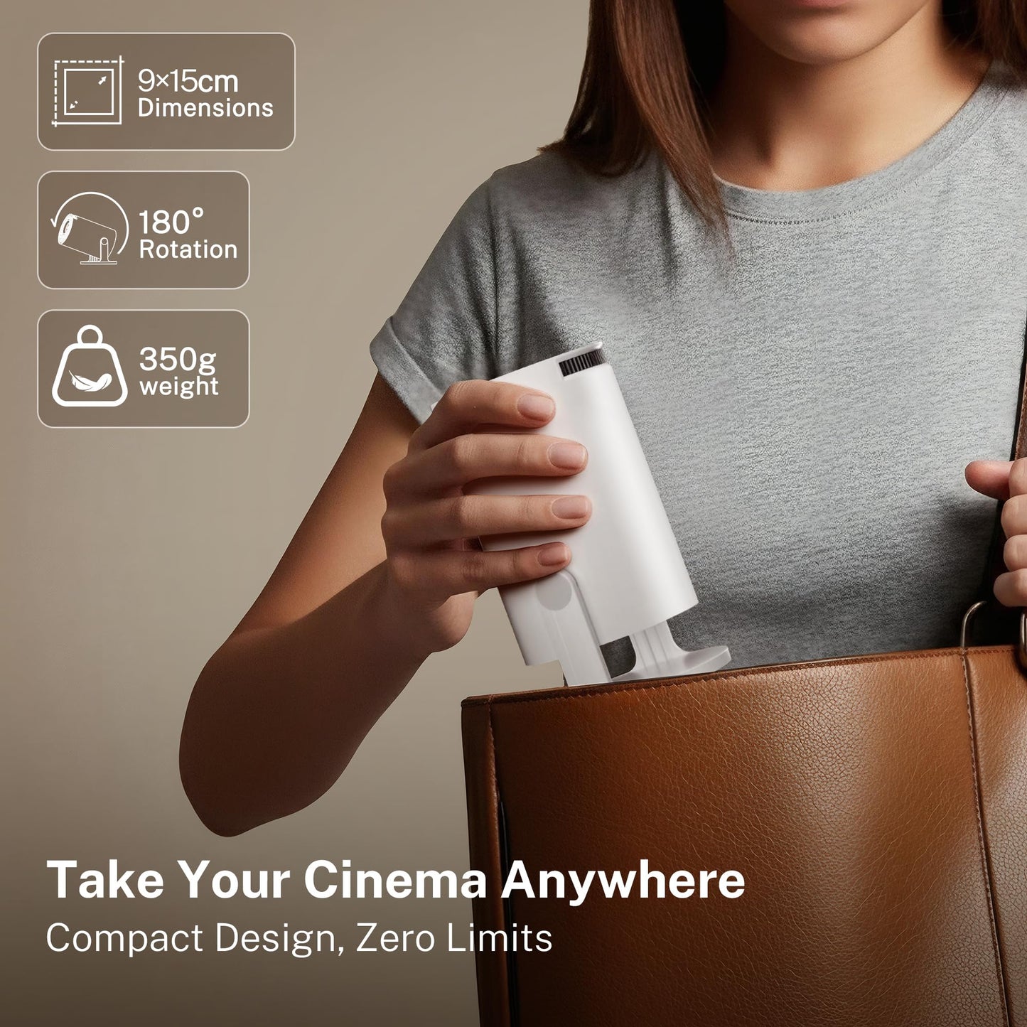 LYNCAST Mini Projector Portable Small Projecteur Portatif [Built-in Apps & 2026 Upgraded] Smart Movie Projector with WiFi 6 and Bluetooth 5.4 Auto Keystone, Compatible with HDMI/USB/iOS HY300Pro+