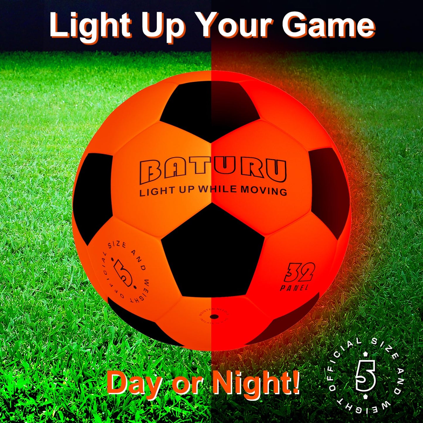 Rechargeable Glow in The Dark Soccer Ball Size 5 with Pump, Light Up Soccer Toys - Birthday Easter Stuffers Gifts for Boys Kids Teen 8 9 10 11 12 Year Old, Games in Backyard Camping Beach Outdoor
