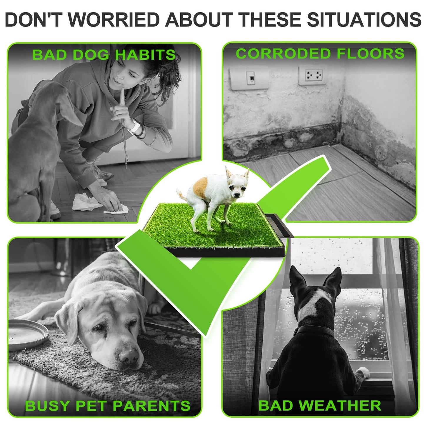 Hompet Dog Toilet Indoor Puppy Training Pad, Removable Dog Potty for Easier Clean Up,Dog Grass Pad with Tray Pet Training Grass Mat