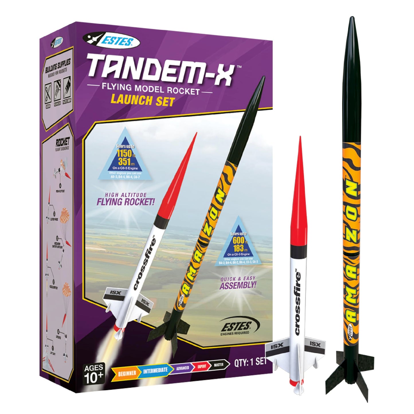 Estes Tandem-X Launch Set (Amazon and Crossfire ISX) Orange, 30 inches