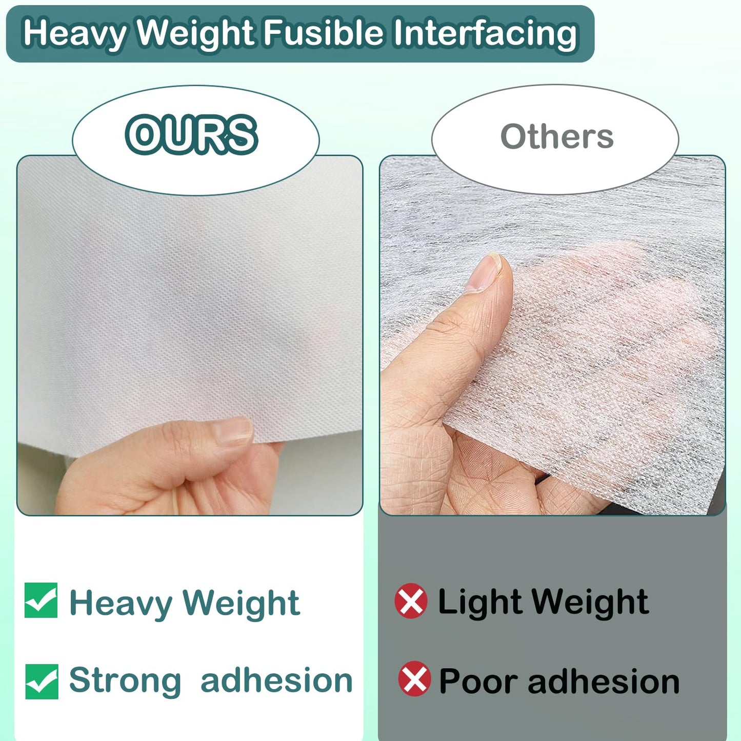 JIMILIFE Heavy Weight Fusible Interfacing for Sewing 15.7inch x 30yard Iron-on Non-Woven Fusible Interfacing White Polyester Single-Sided Interfacing Fabric for Sewing Crafting Projects