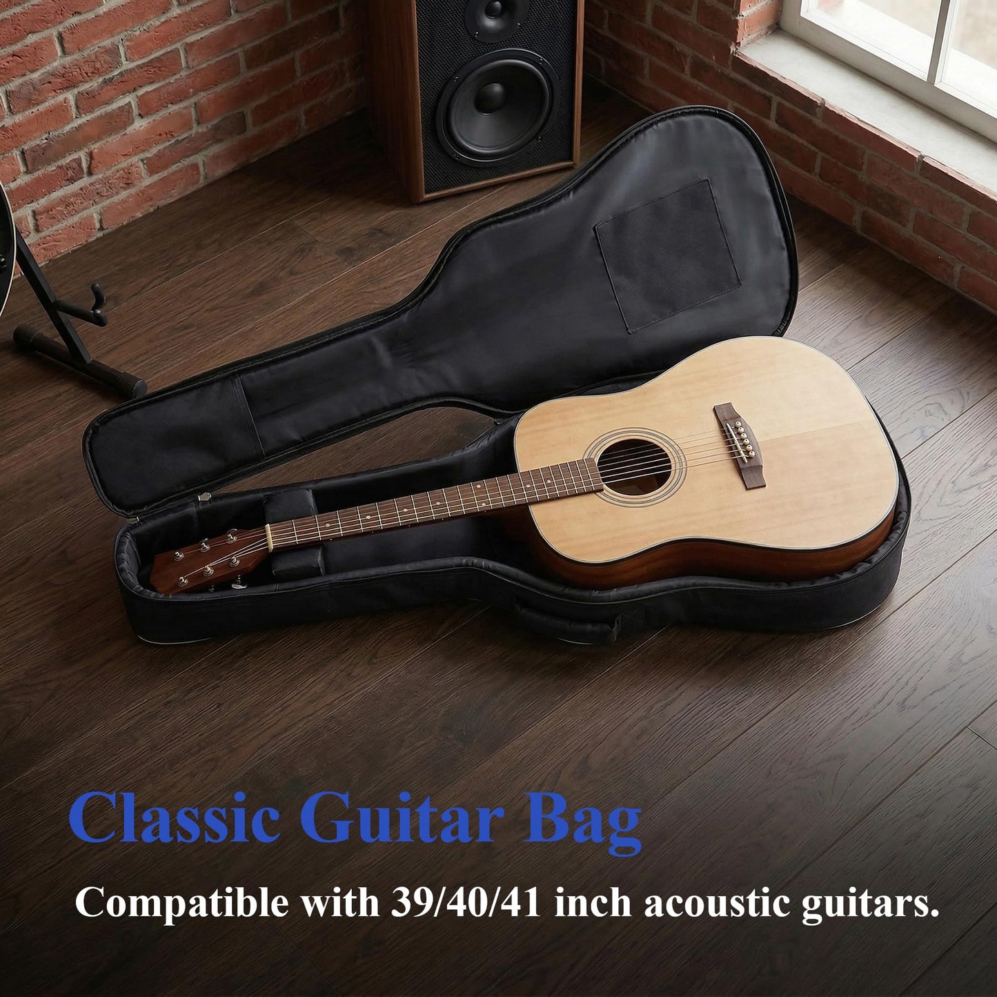 Tosnail 41 Inch Full Size Padded Acoustic Guitar Gig Bag with Backpack Shoulder Strap, 2 Carry Handle & 5 Pockets - Bonus Guitar Strap