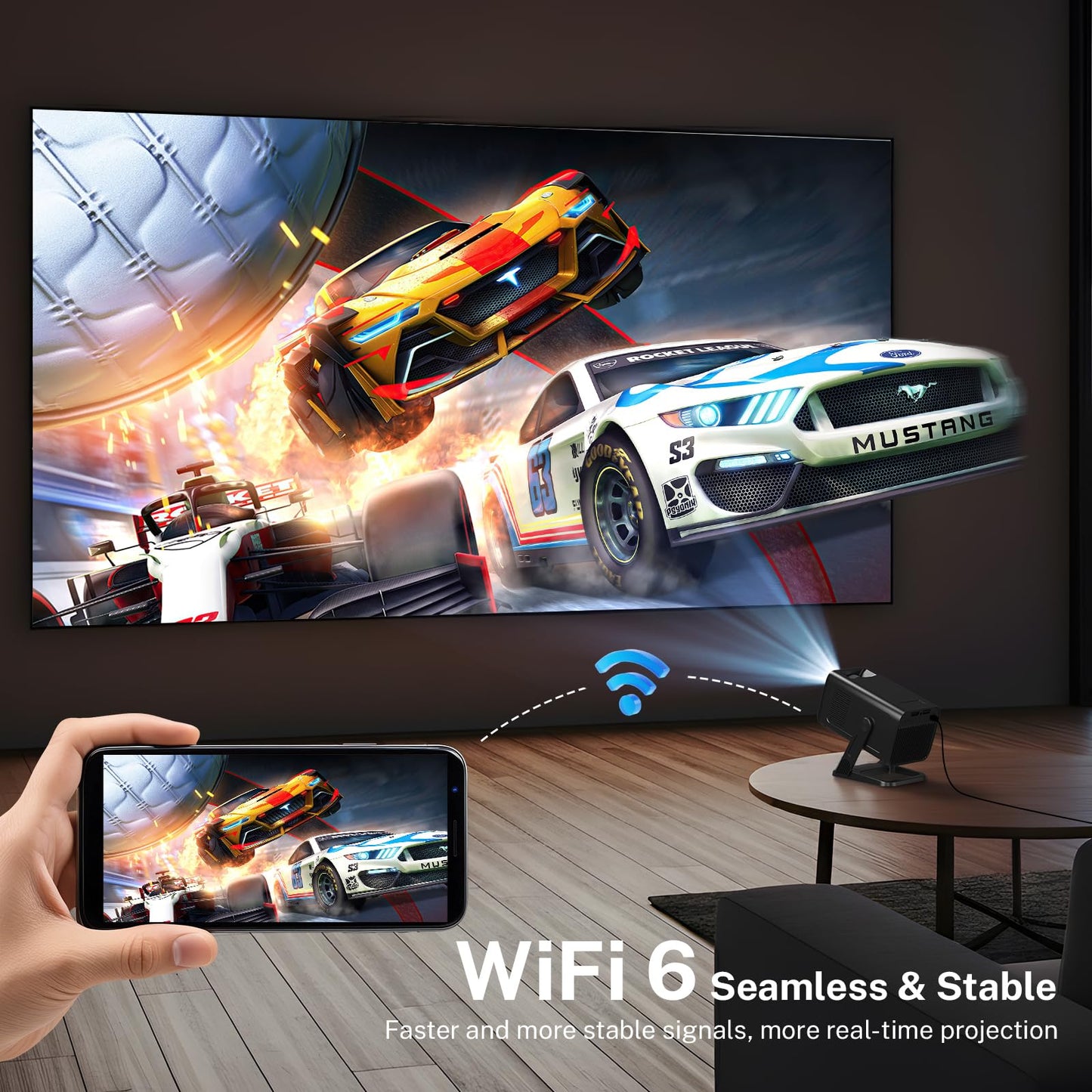 Mini Portable Projector Projecteur Portatif for Bedroom with WiFi and Bluetooth 1080P 4K Support Smart Android 14 OS Auto Keystone Compatible with Netflix, YouTube, Prime Video WEMI X1