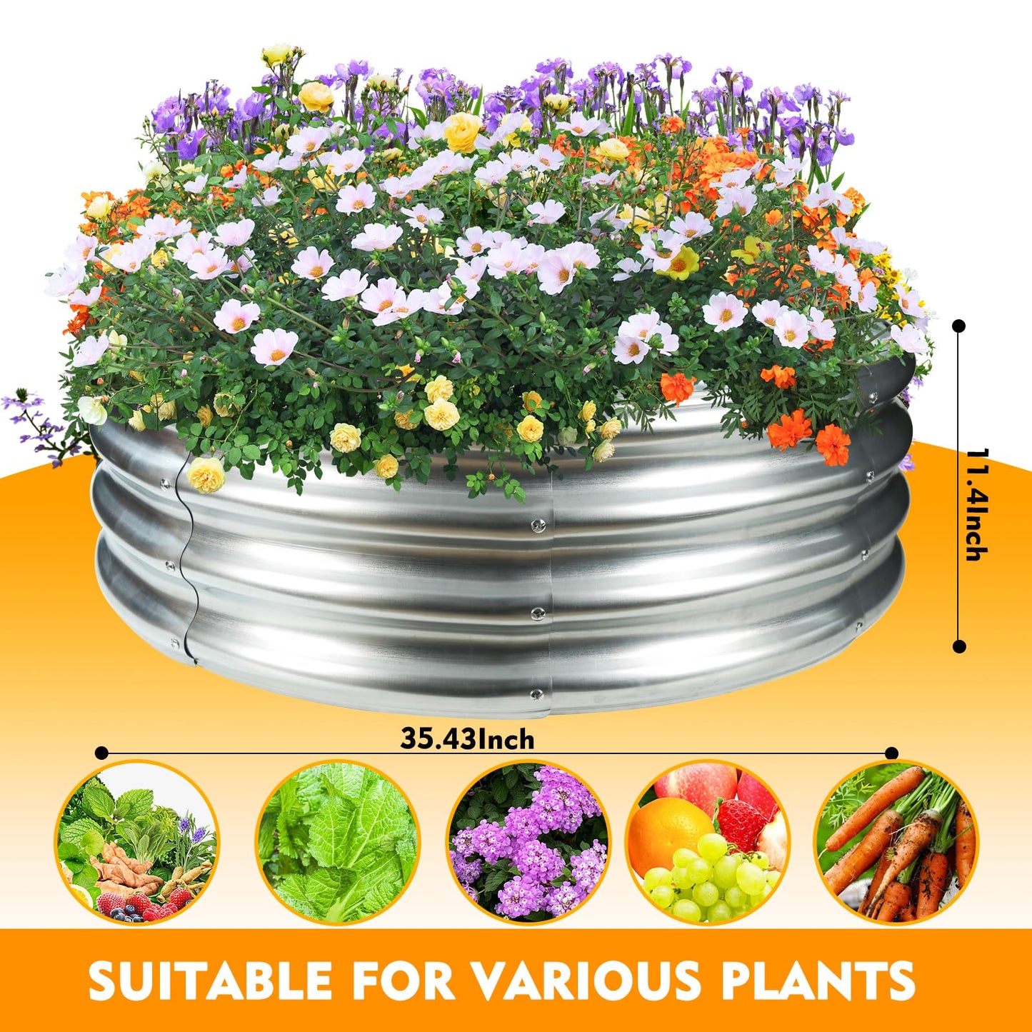 TBMLC 32" Round Galvanized Steel Ring Pit for Backyard,Camping,Bonfire; Round Steel Raised Garden Bed Kit,Metal Raised Garden Box for Outdoor Gardening and Planting (2.67x2.67x1FT, Black)