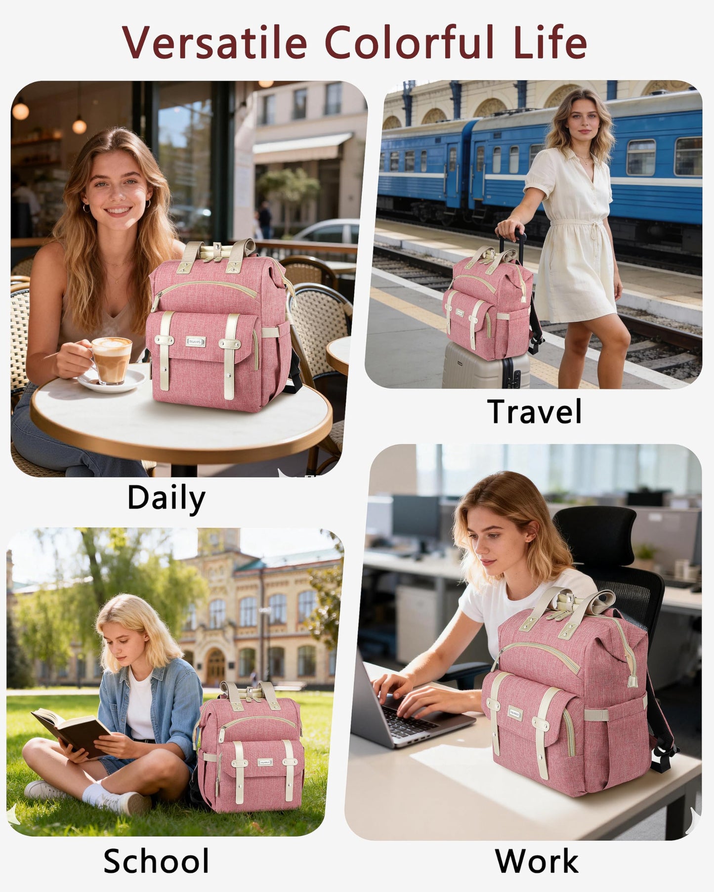 Laptop Backpack for Women,RFID Anti Theft Work Backpack for 15.6 Inch Laptop,Wide Open Large USB Charging Port Water Resistant Durable Backpack, Doctor Teacher College School Travel Shoulder Purse Bag