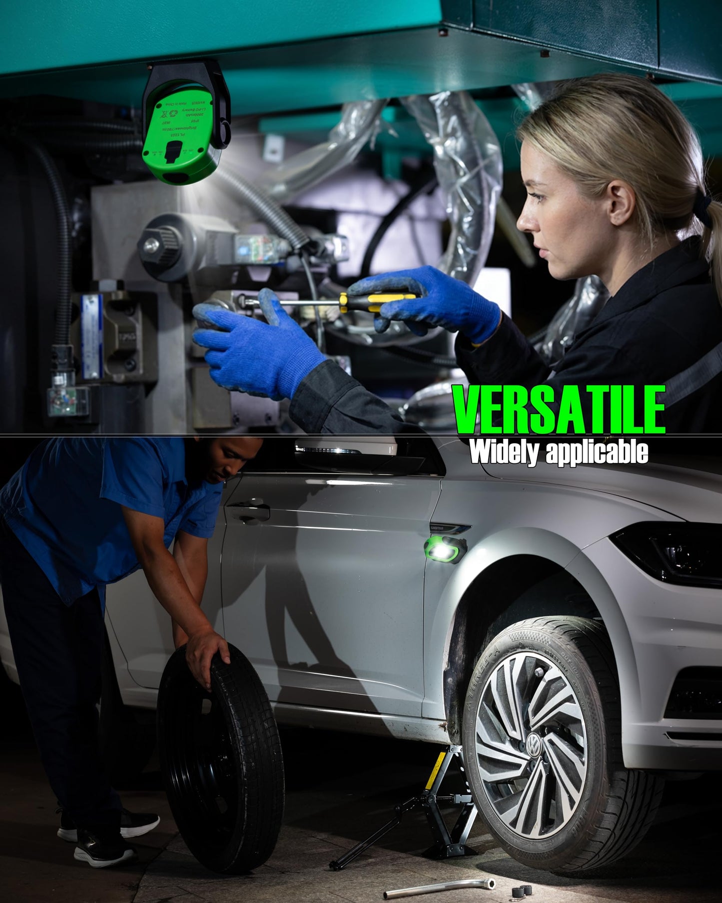 CARELITE Magnetic Work Light – 780 Lumen Compact Pocket Light, Rechargeable 3000mAh, 360° Pivot, Durable & Portable for Mechanics & Jobsites (Green, 1 Pack)