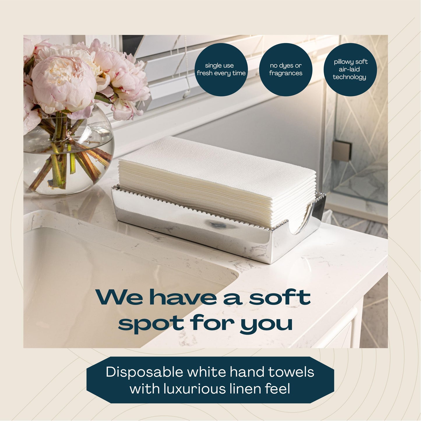 Lintext Disposable Linen-Feel Guest Towels - 12" x 17" Cloth-Like Hand Towels - Made in USA, Soft and Absorbent Paper Napkin for Bathroom, Kitchen, Or Event [Extra-Soft - Pack of 200]