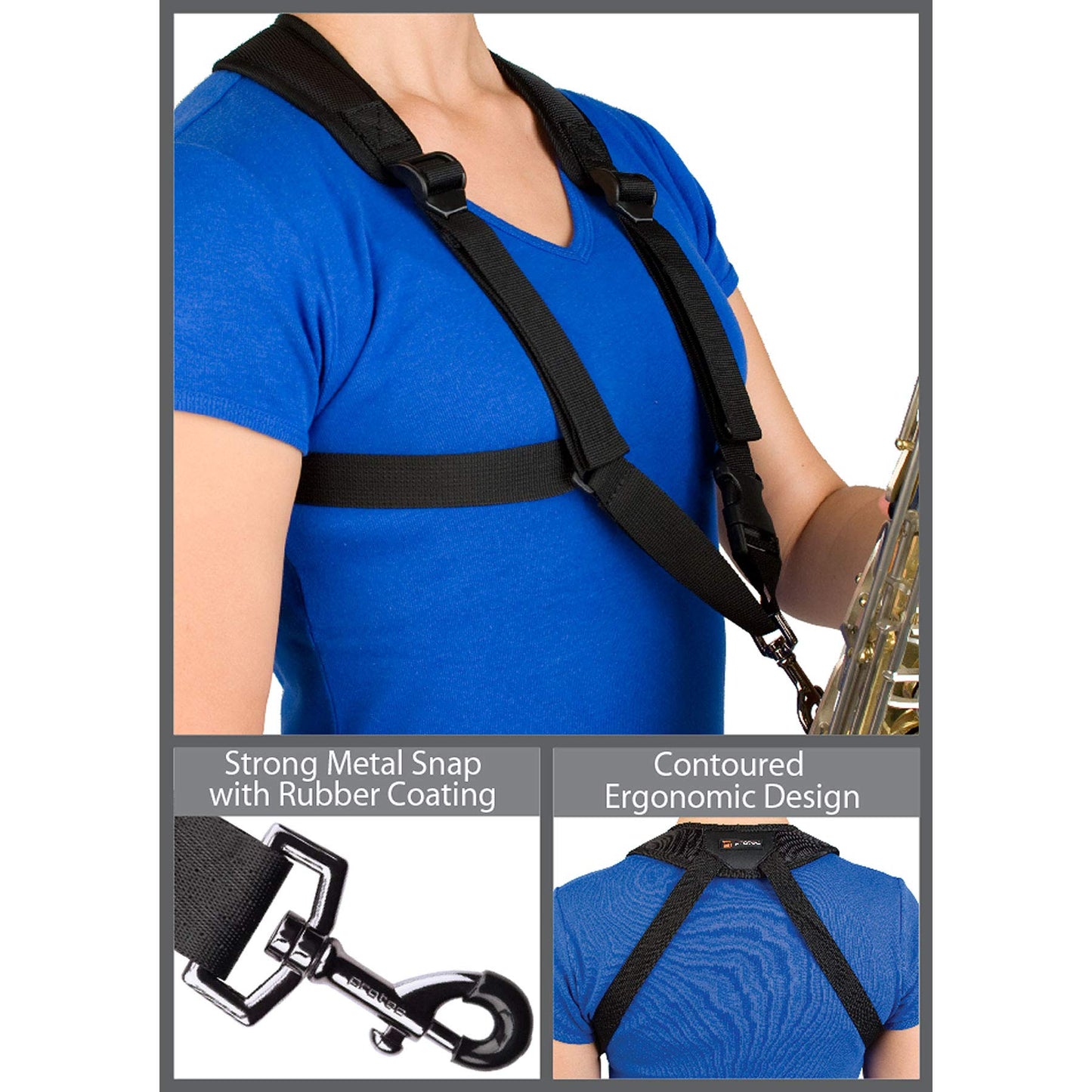 Protec Saxophone Harness with Deluxe Metal Trigger Snap, Small, Model A306SM