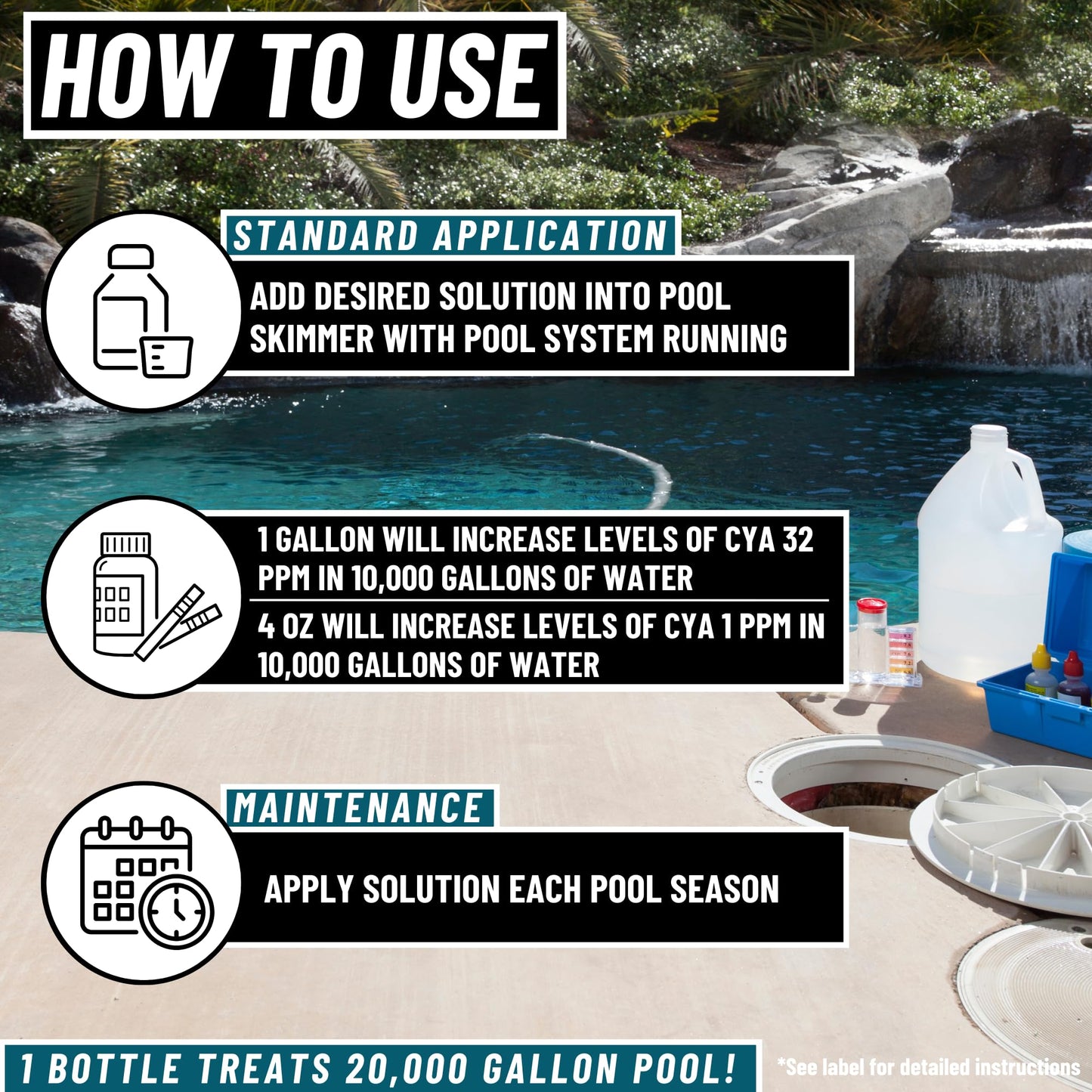 BubbyShine, Pool Stabilizer - Cyanuric Acid Pool Stabilizer, Liquid Chlorine Stabilizer for Pool Chemicals, Swimming Pool Conditioner Stabilizer, Pool Stabilizer for Salt Pool & Chlorine, 1 Gallon