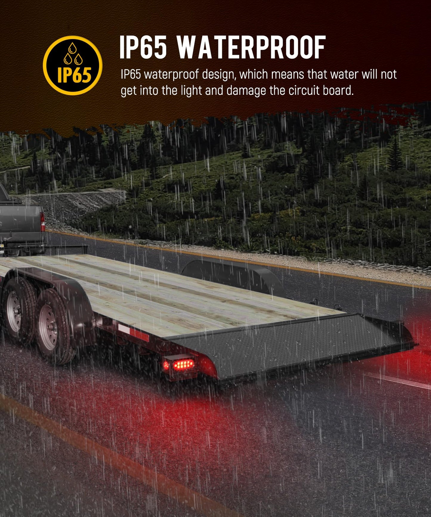 Partsam 2Pcs Steel Trailer RV Light Boxes Housing Kit w/ 6 Inch Oval Red Led Trailer Tail Lights 10LED and 2 Inch Red Round Led Side Marker Lights 4LED w/Grommets and Wire connectors
