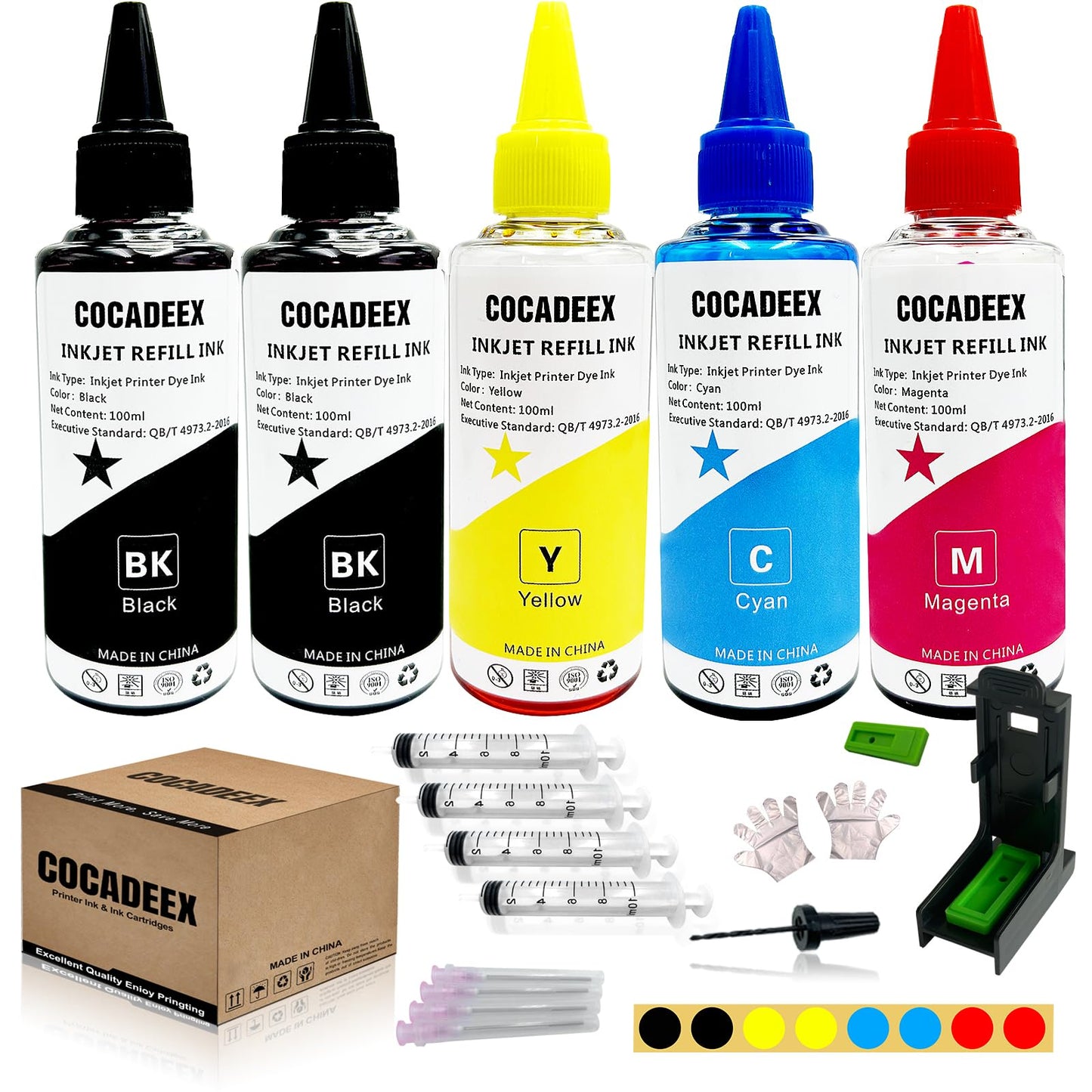 COCADEEX 500ml Ink Refill Kit Compatible with Hp 68XL & 68 Ink Cartridges,Work with Envy 6152e 6155e 6552e 6555e 6558e Printers