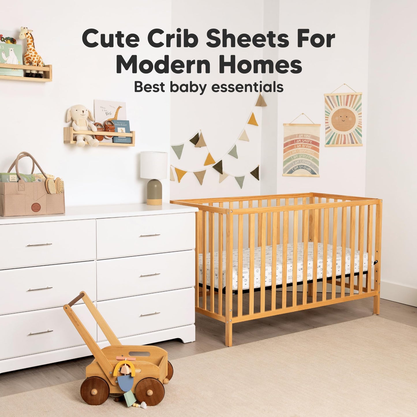 KeaBabies 2-Pack Organic Crib Sheets for Boys, Girls - Fitted Crib Mattress Sheet Neutral, Breathable Jersey Cotton Cover for Baby Bed, Toddler Mattress, Soft & Cute Prints (Woodland)