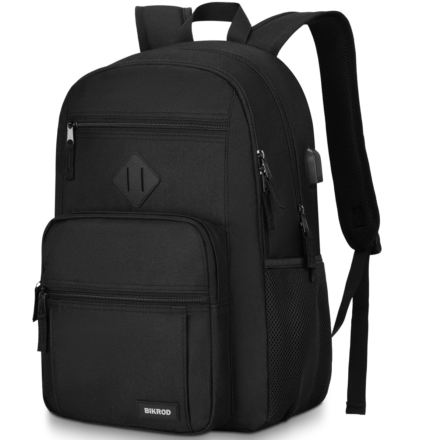 Black Backpack for Men and Women, Backpack for School Teens Boys and Girls, Lightweight Casual High School Bookbag (Black, 15.6 Inch)