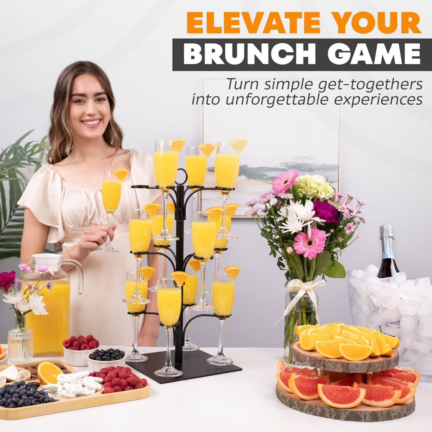 KSESTOR Cocktail Tree Stand - Holds 12 Glasses - Mimosa Bar Display