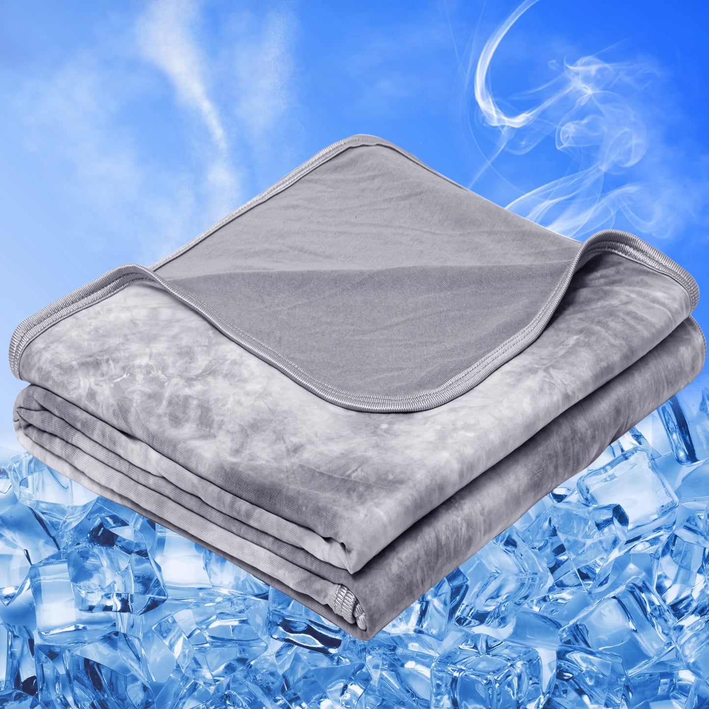 inhand Cooling Blanket Queen Size(90"x90", Breathable Summer Blanket with Double-Sided Cool to Touch Fabric, Lightweight Cold Blanket for Night Sweats Hot Sleepers, Throw for Cozy Wrap on Bed,Grey