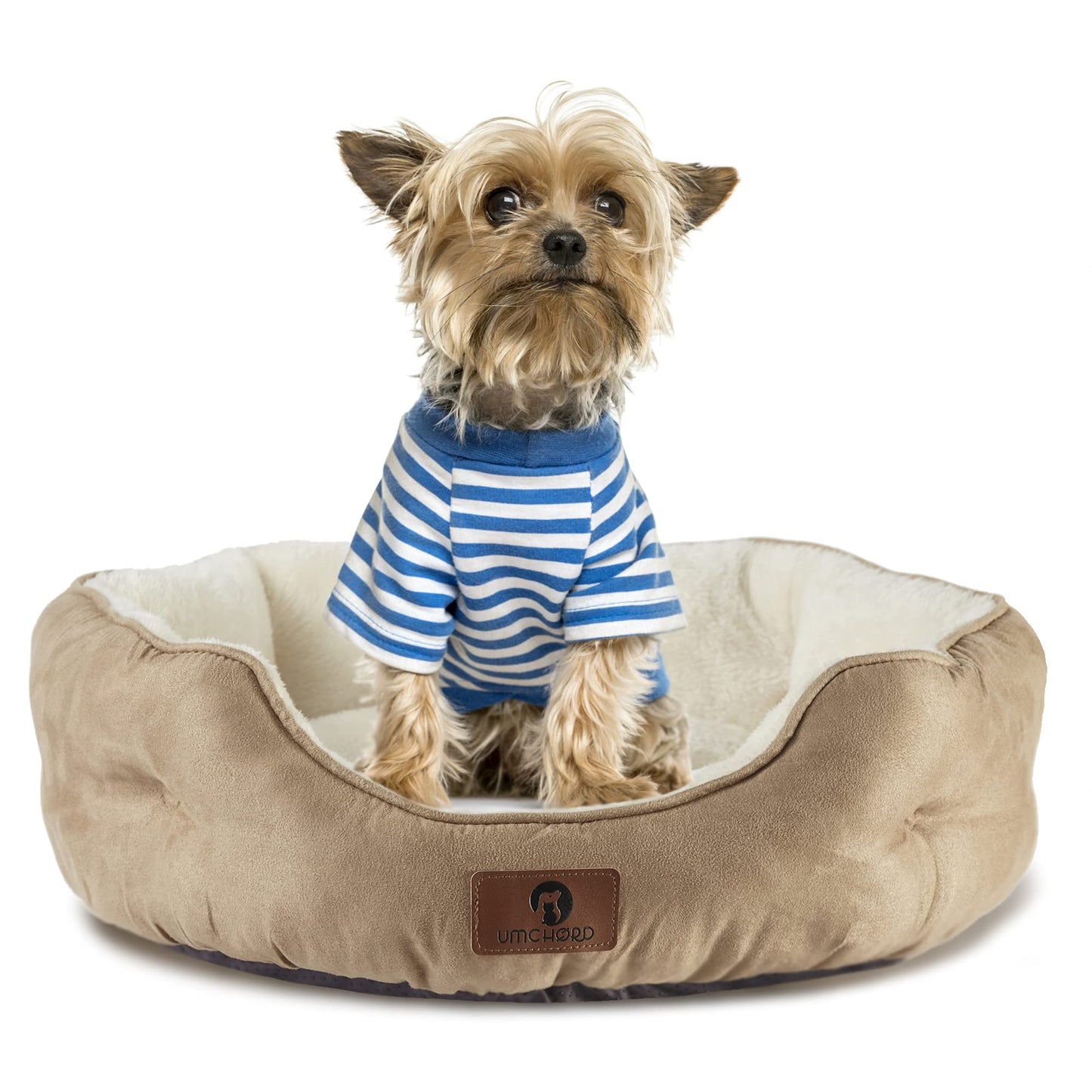Asvin Medium Dog Bed for Medium Dogs, Cat Beds for Indoor Cats, Pet Bed for Puppy and Kitty, Extra Soft & Machine Washable with Anti-Slip & Water-Resistant Oxford Bottom, Light Brown, 25 inches