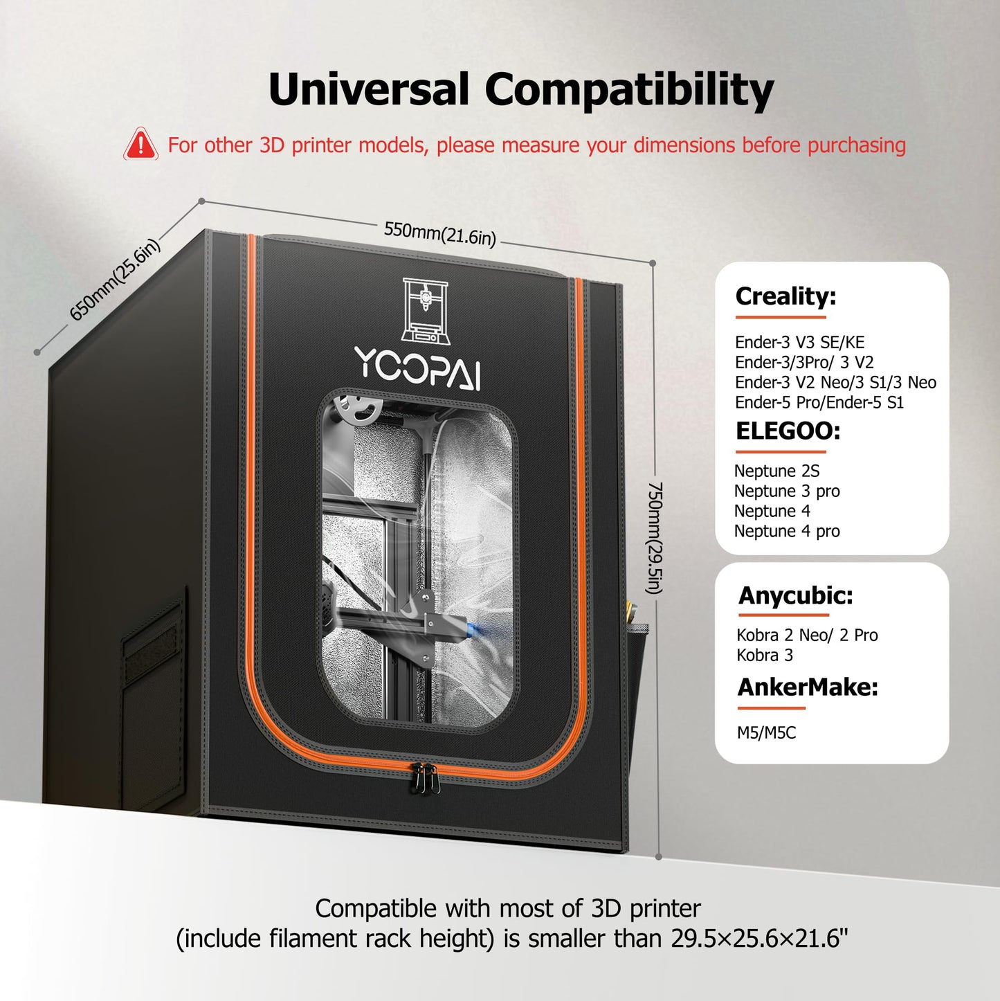 3D Printer Enclosure with LED Lighting, Fireproof Dustproof Tent Constant Temperature Protective Cover for Creality Ender 3 V3 SE/KE/Ender 3/Ender 3 Pro/Ender 3V2/Ender 3S1/Neo/Anycubic Elegoo, Medium