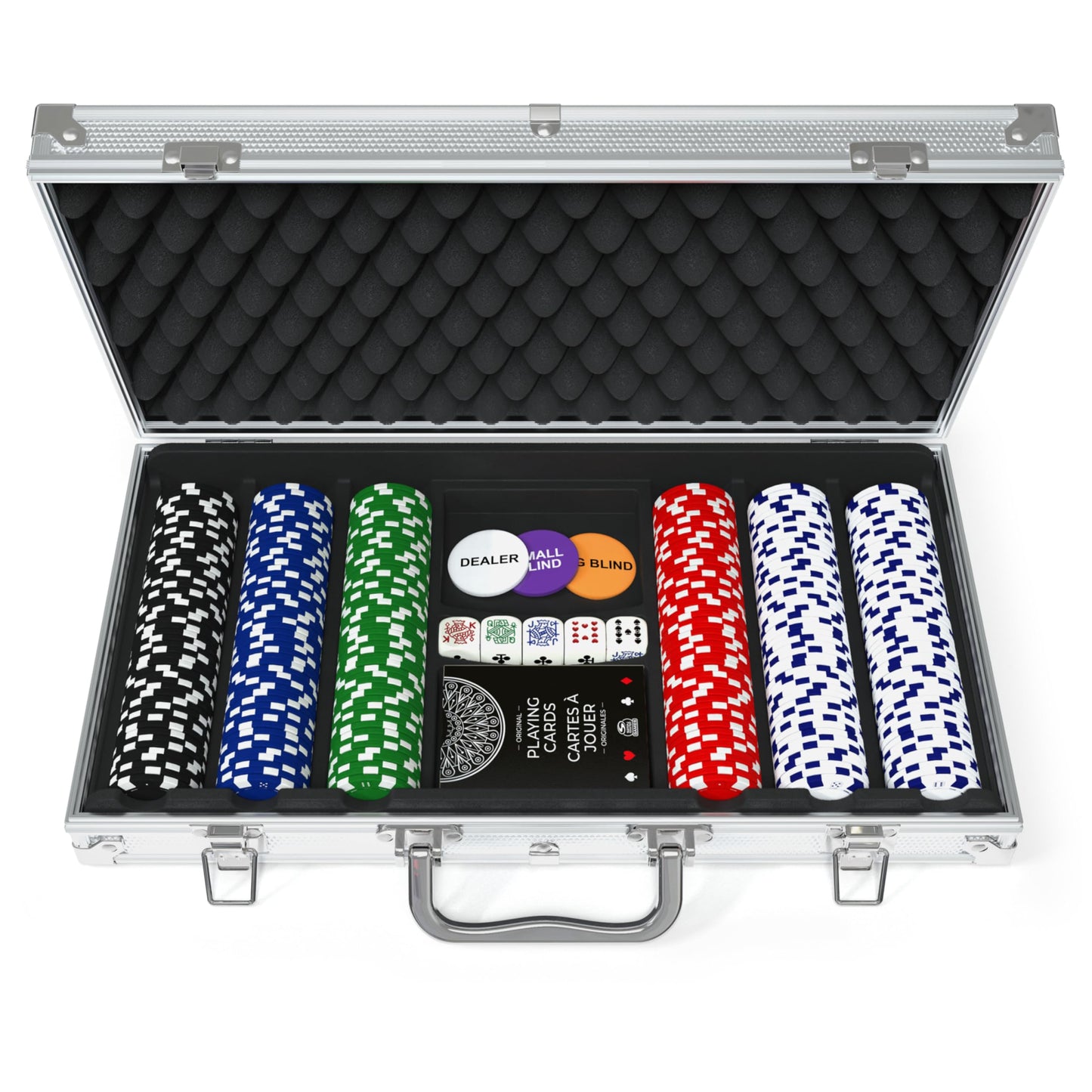 Cardinal Classics, 300-Piece Poker Set with Aluminum Carrying Case & Professional 11.5g Chips Plus 5 Poker Dice, for Adults and Kids Ages 10 and up
